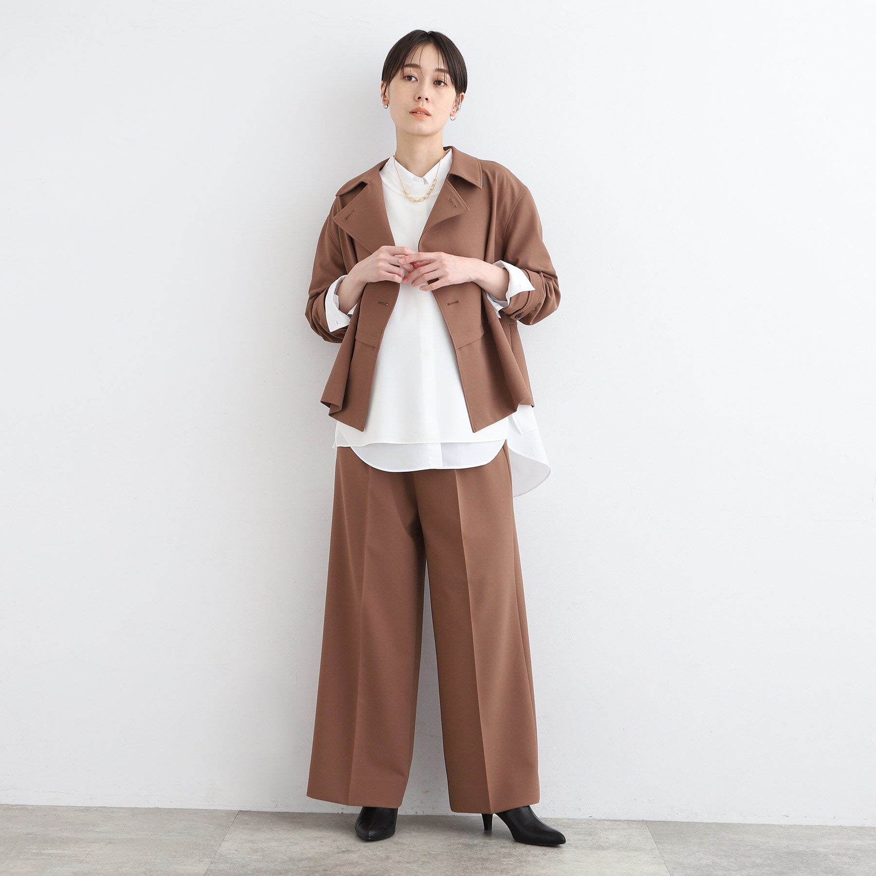 INDIVI「【洗える】リブデザインロングTシャツ」|Tシャツ・カットソー|