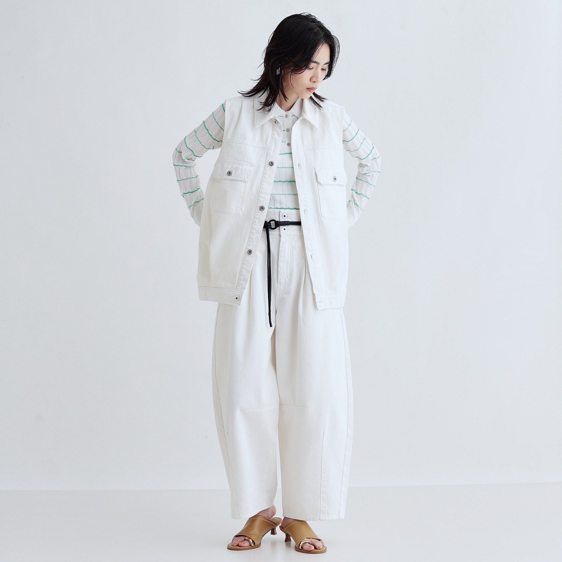 GALLEST「ハイウエストカーブデニム」|デニム|ﾎﾜｲﾄ(001)