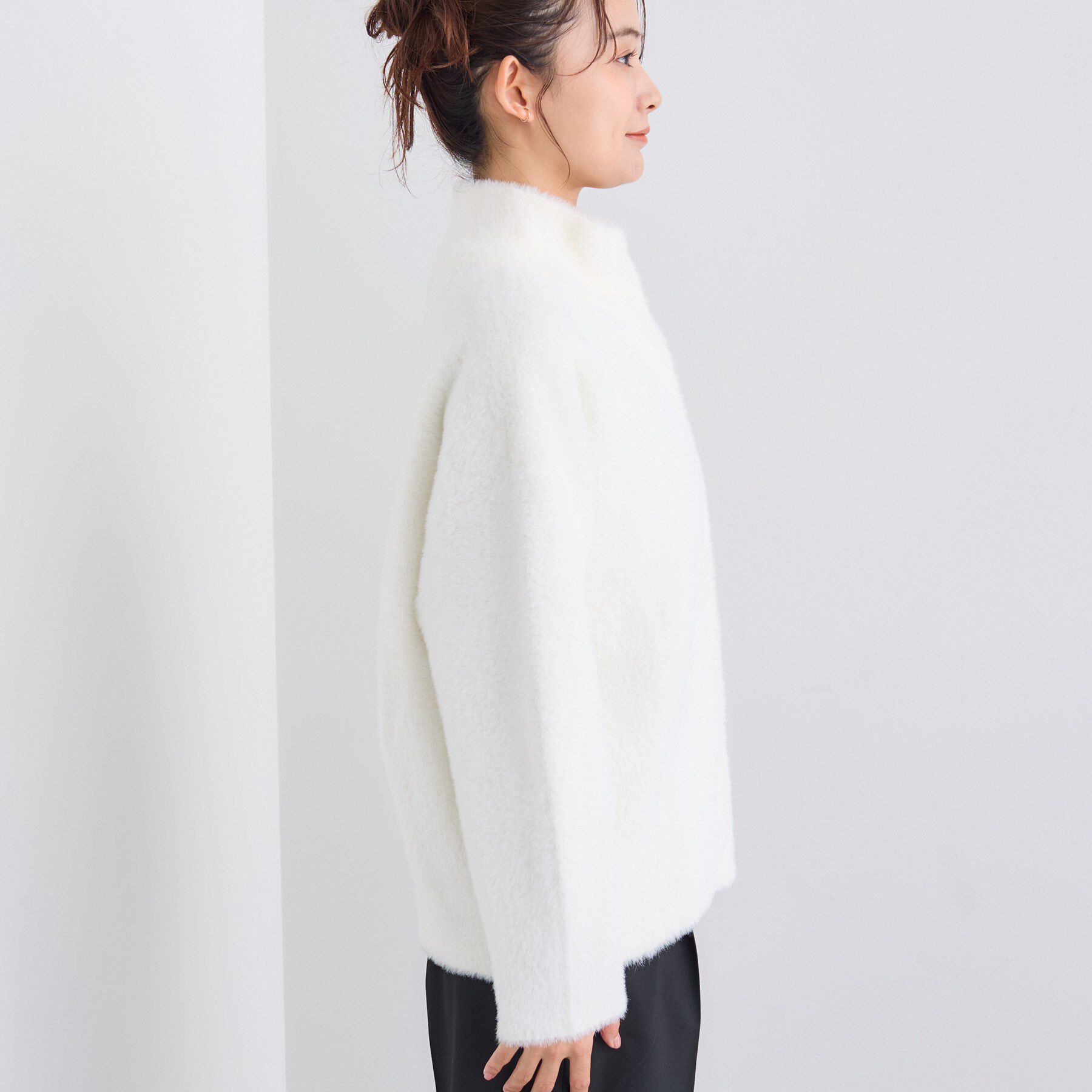 INDIVI「スタンドネック シャギーモールニット」|ニット・セーター|