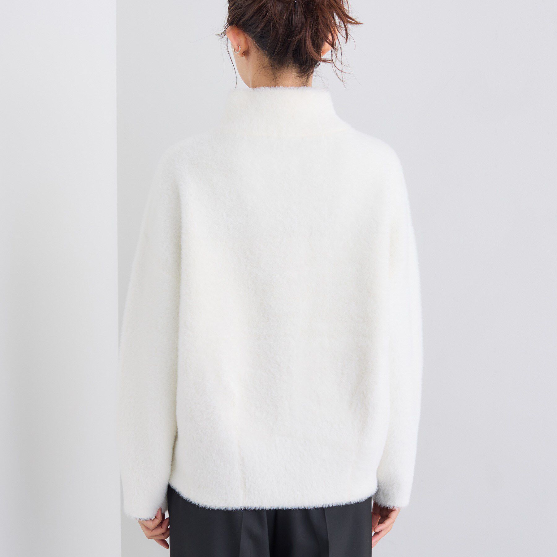 INDIVI「スタンドネック シャギーモールニット」|ニット・セーター|