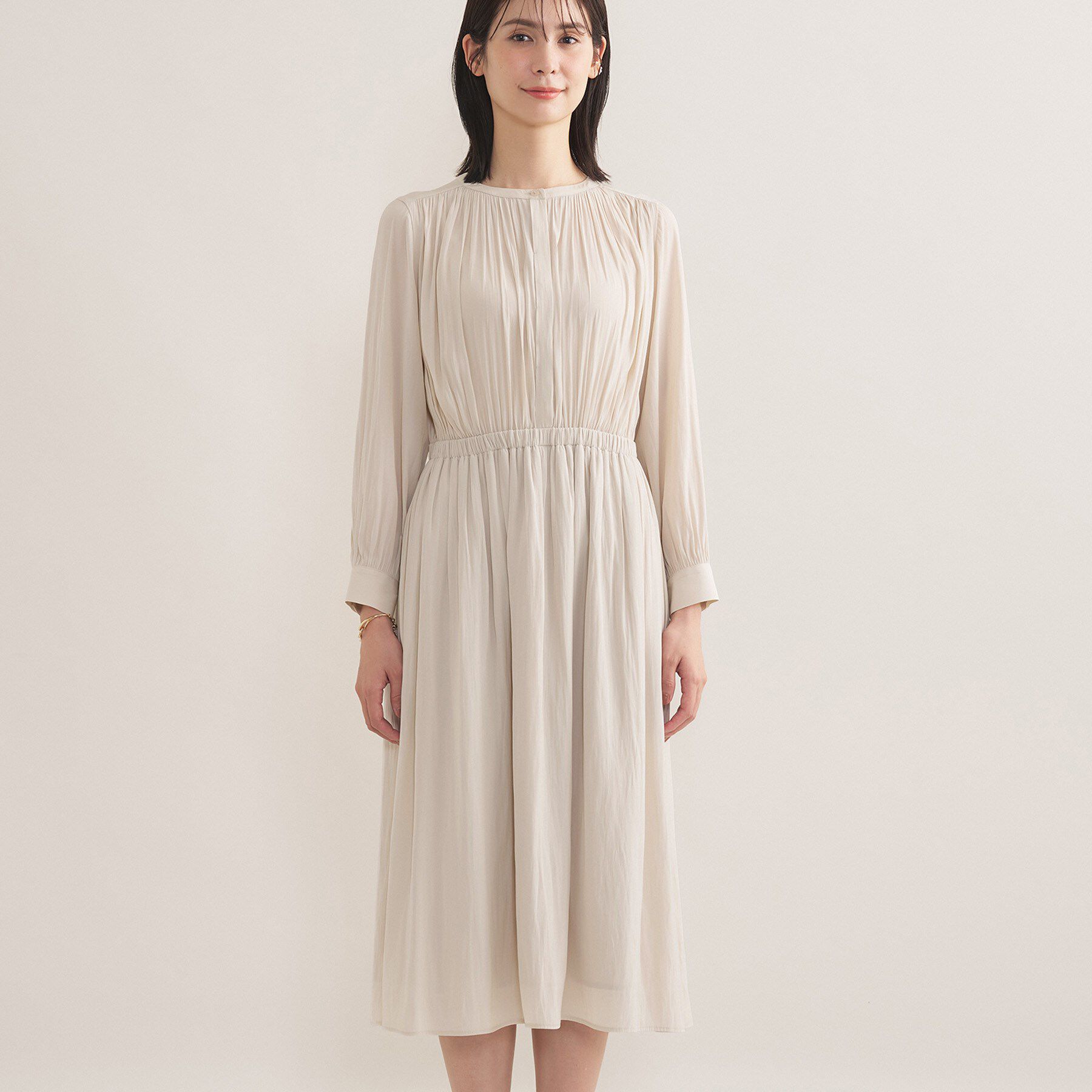 INDIVI「【洗える／セレモニー】ギャザーフレアワンピース」|ワンピース|