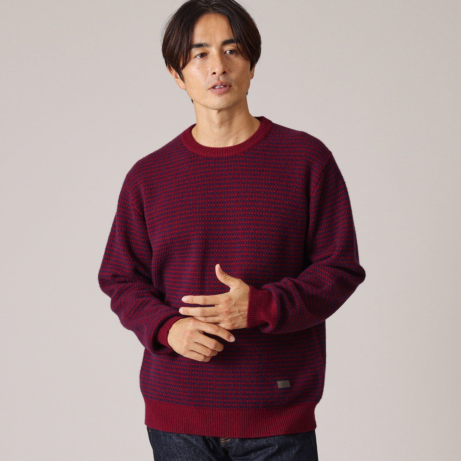 TAKEO KIKUCHI「ドットメランジ プルオーバー ニット」|ニット・セーター|ボルドー(064)