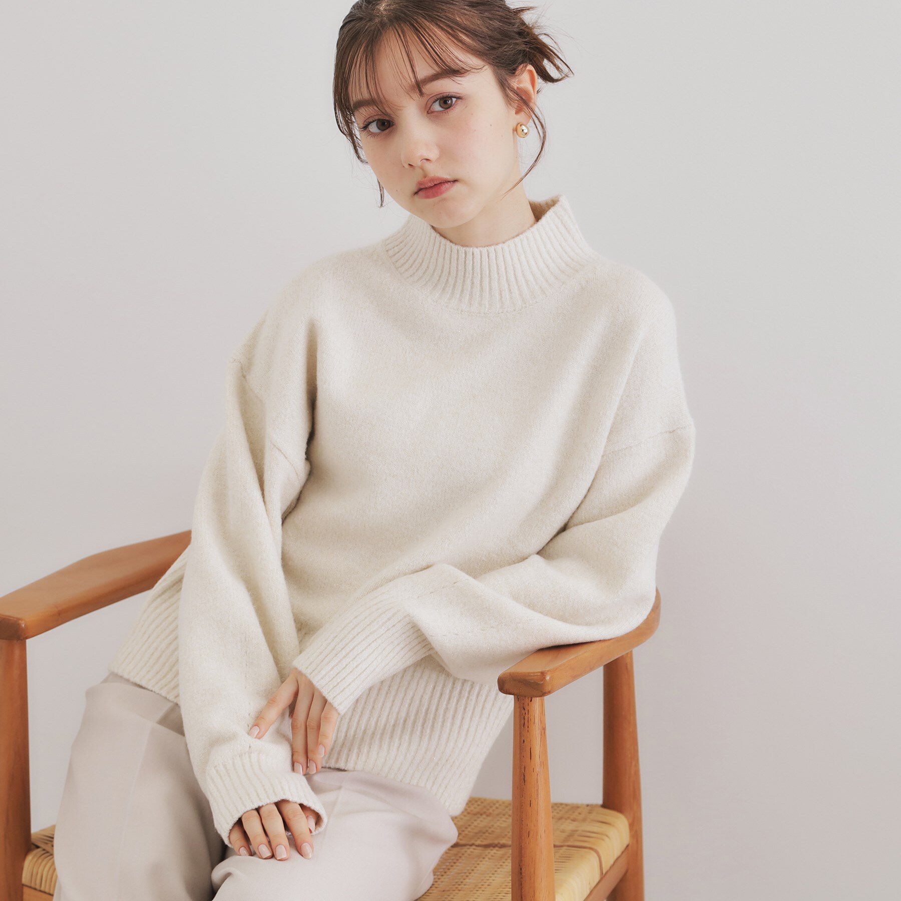 index「《5color/S-LLsize》ミックスカラーラメハイネックニット【洗濯機洗い可】」|ニット・セーター|オフホワイト(603