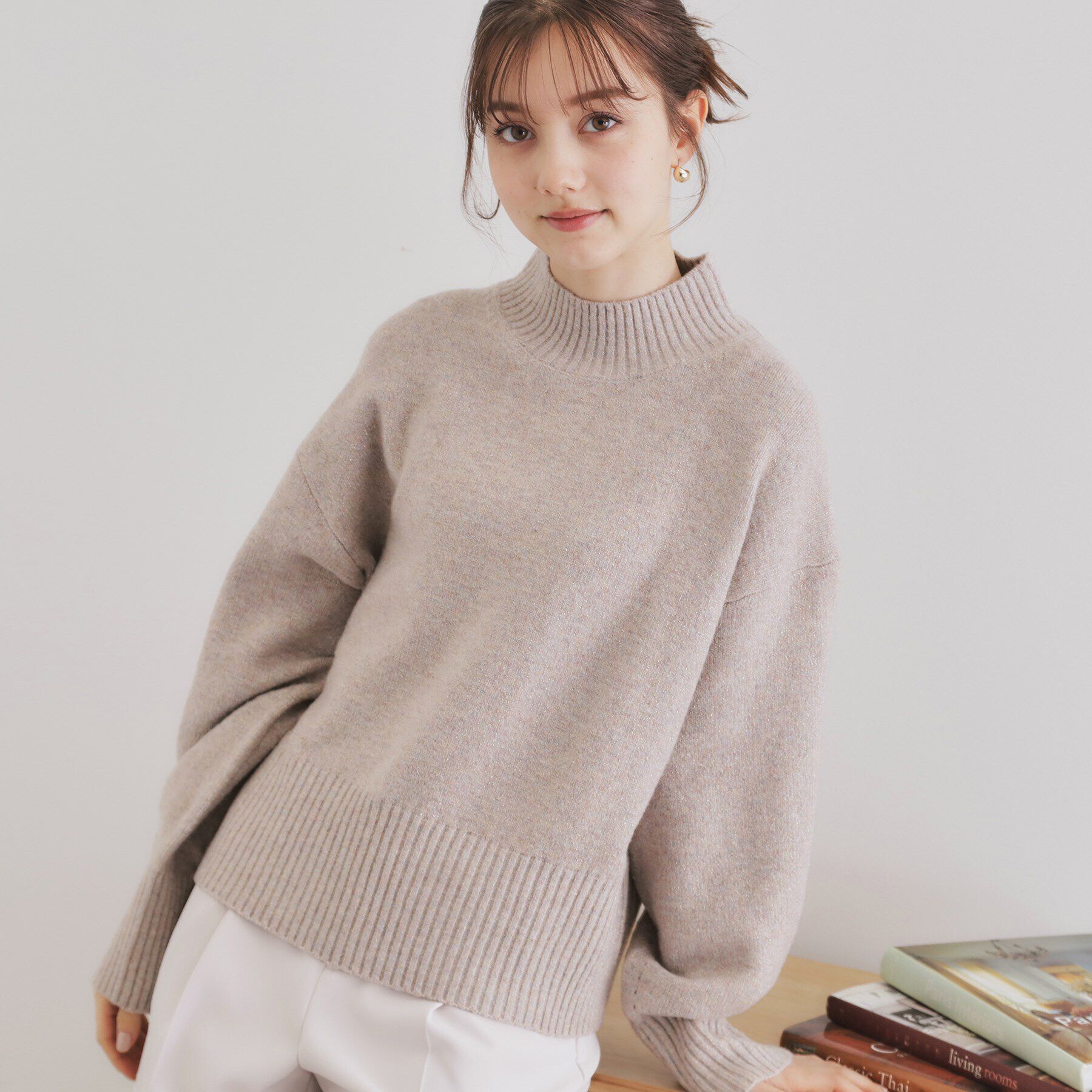 index「《5color/S-LLsize》ミックスカラーラメハイネックニット【洗濯機洗い可】」|ニット・セーター|ライトピンク(670