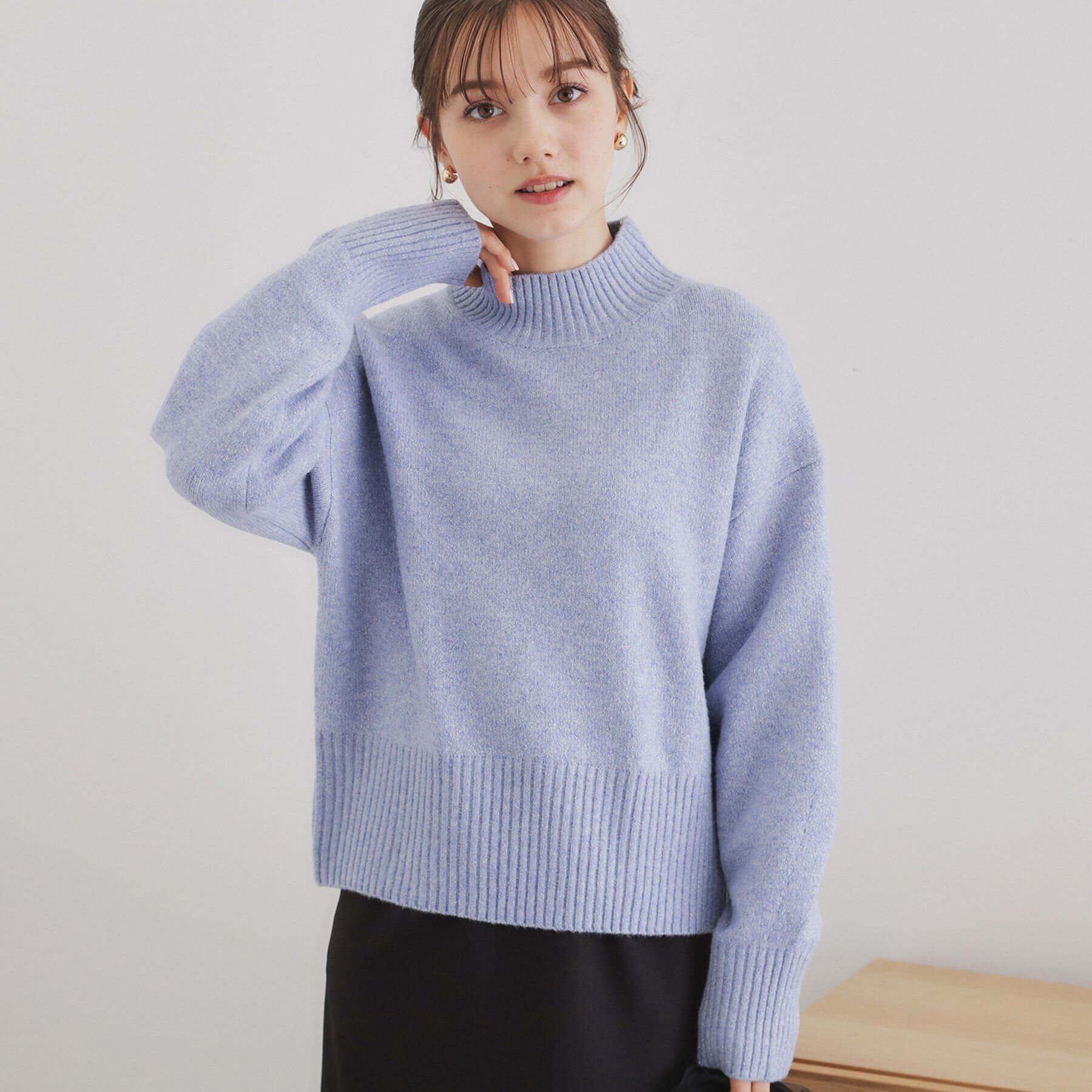 index「《5color/S-LLsize》ミックスカラーラメハイネックニット【洗濯機洗い可】」|ニット・セーター|ブルー(691)