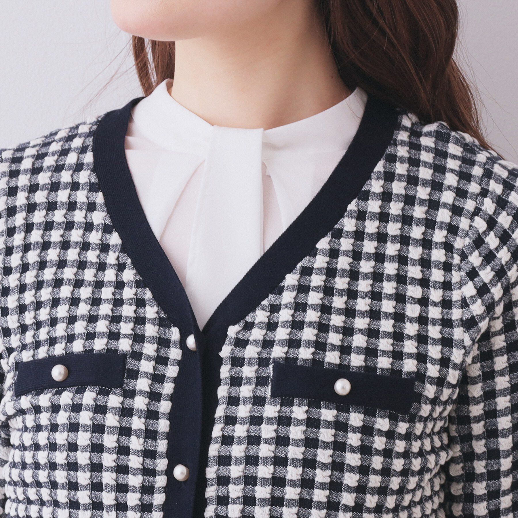 index「チェックジャカードカーディガン【洗濯機OK】」|カーディガン|