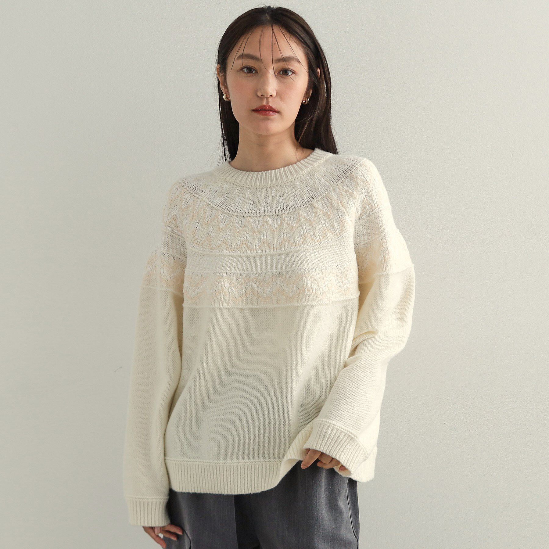 OPAQUE.CLIP「フェアアイル柄ニット【洗濯機洗い可】」|ニット・セーター|