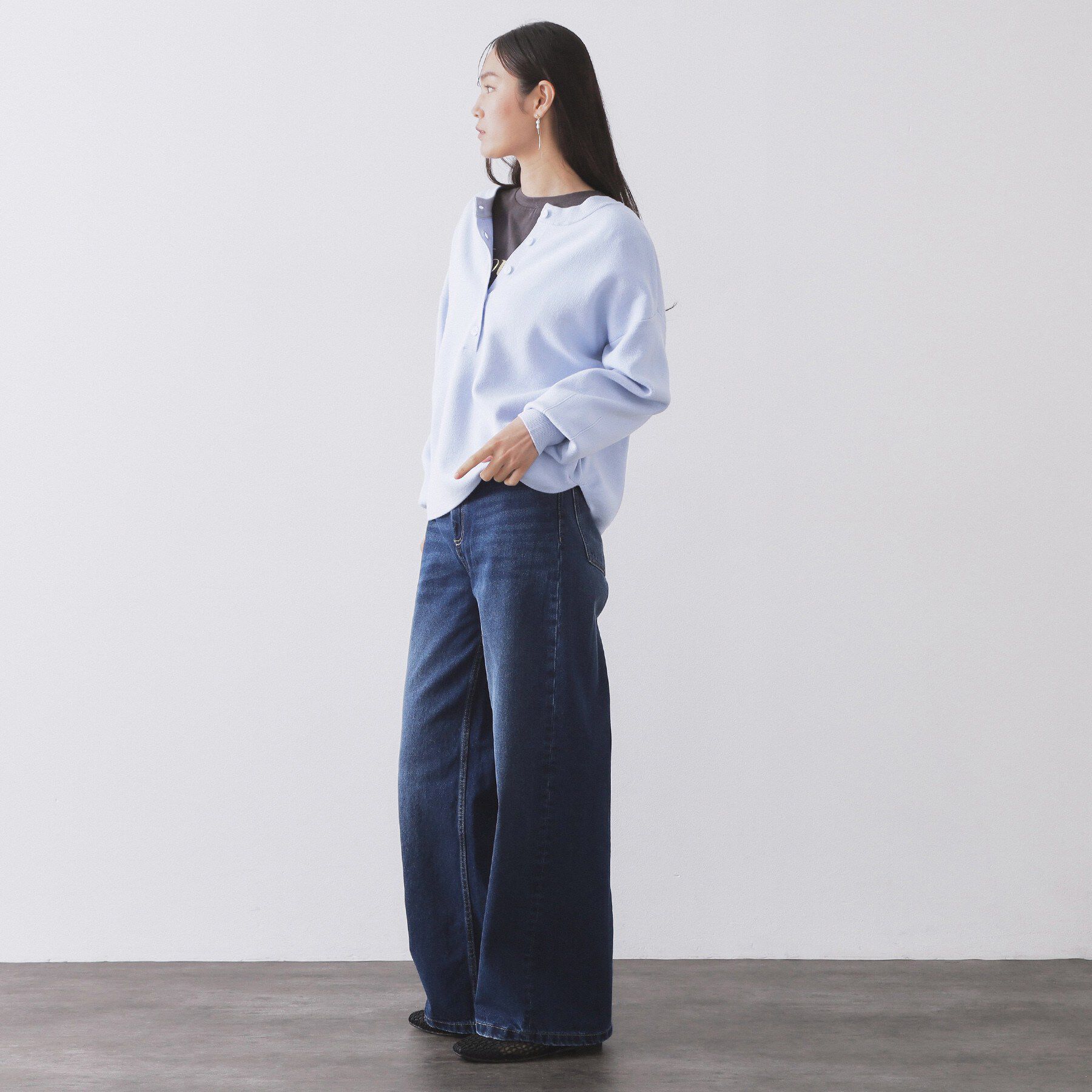 OPAQUE.CLIP「ヘンリーネックニット／前後2WAY【洗濯機OK】」|ニット・セーター|