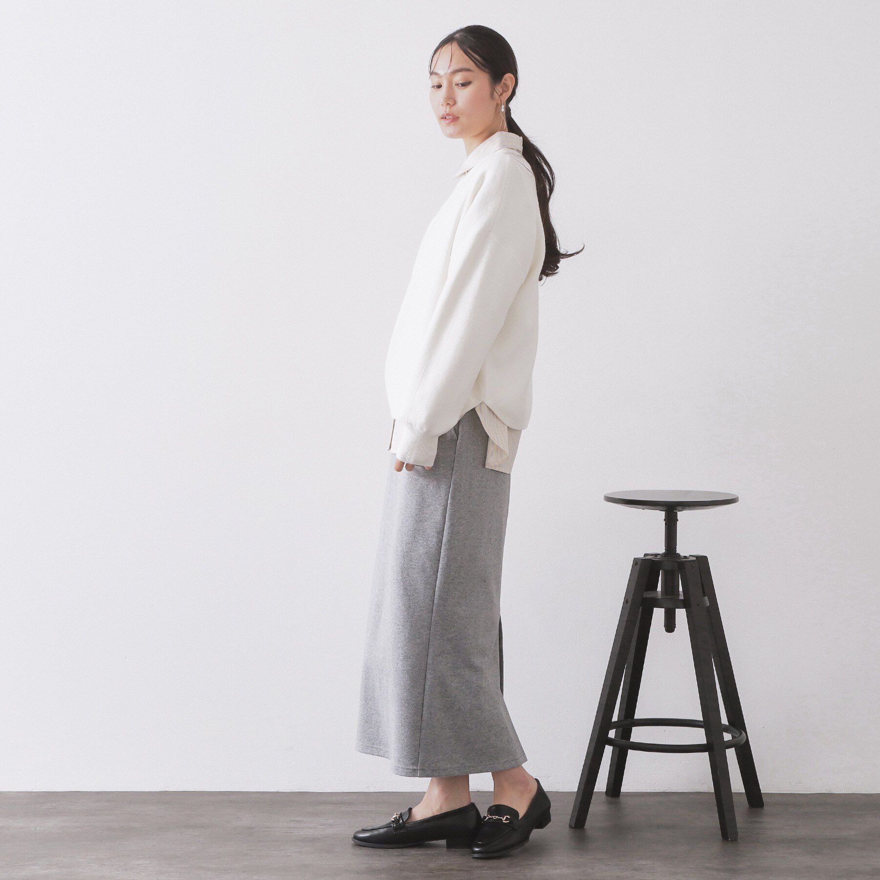 OPAQUE.CLIP「ヘンリーネックニット／前後2WAY【洗濯機OK】」|ニット・セーター|