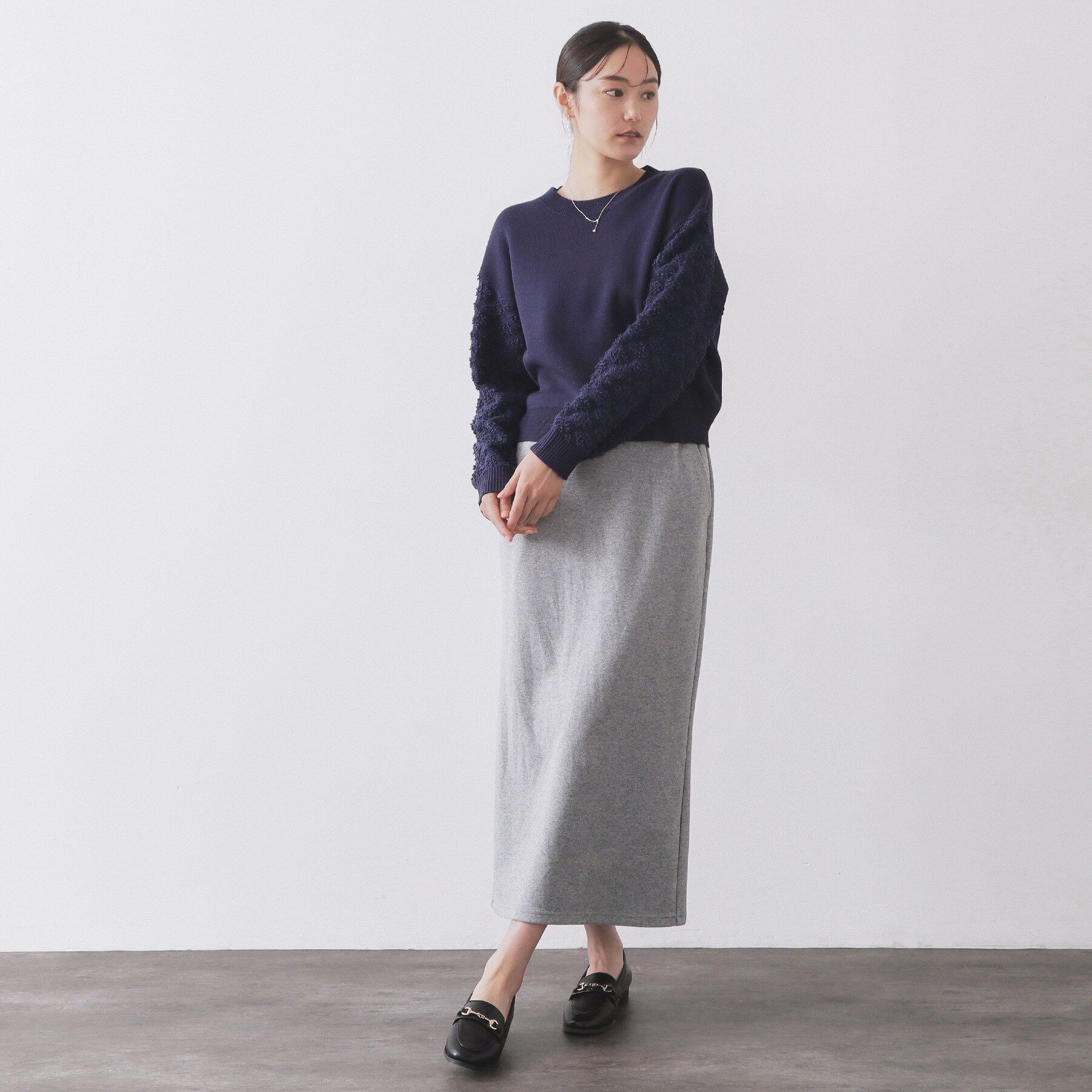 OPAQUE.CLIP「ループヤーンスリーブニット【洗濯機OK】」|ニット・セーター|