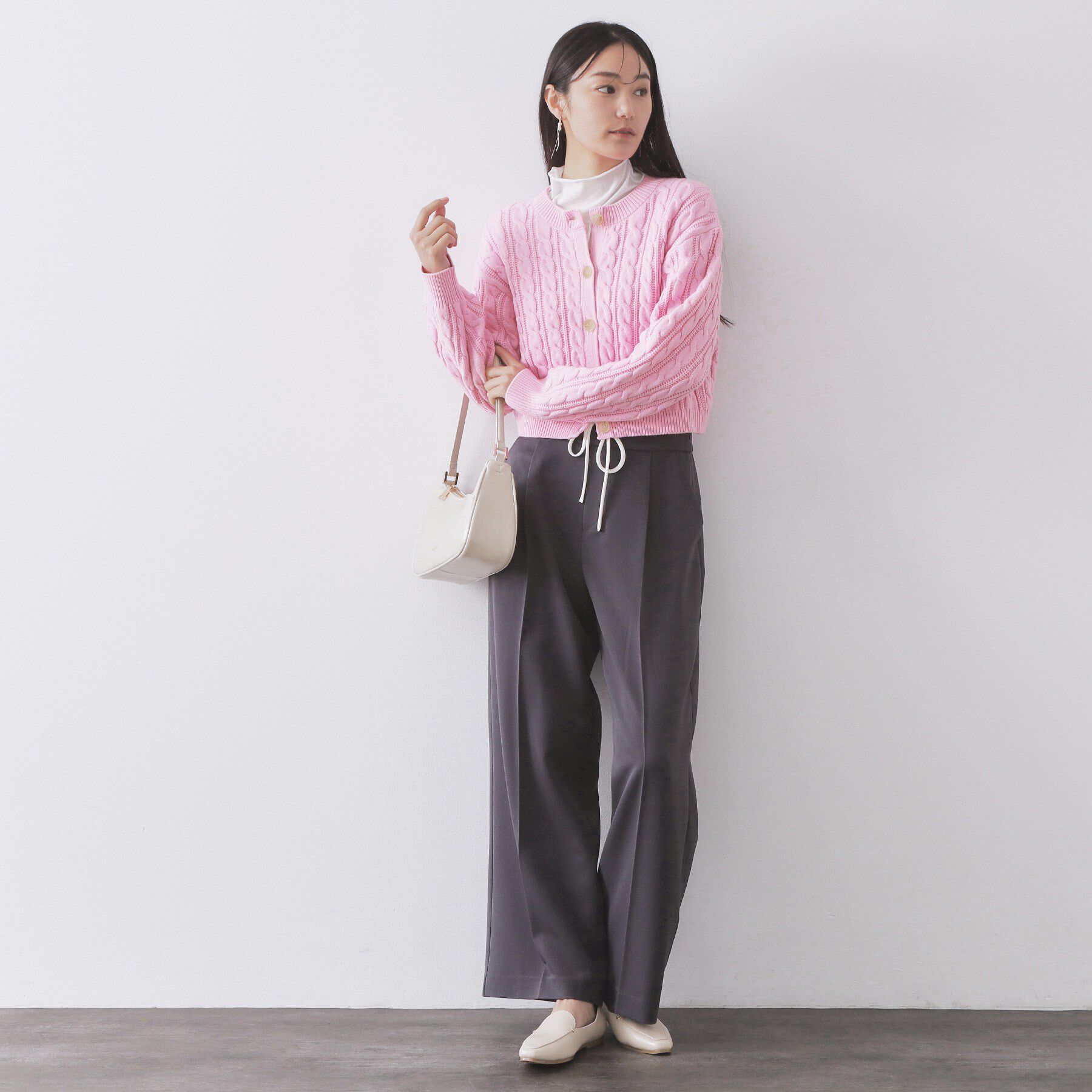 OPAQUE.CLIP「ケーブルミドルゲージニットカーディガン【洗濯機OK】」|カーディガン|