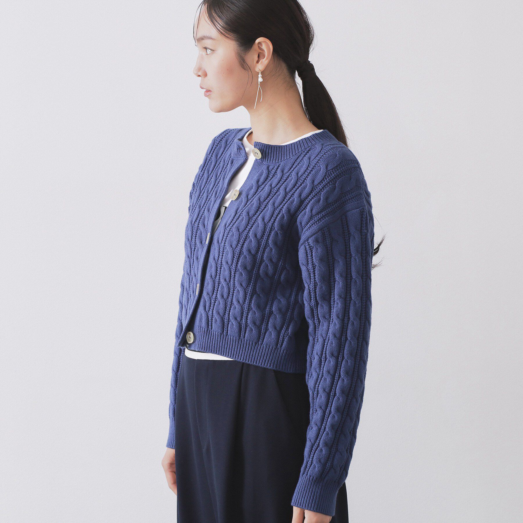 OPAQUE.CLIP「ケーブルミドルゲージニットカーディガン【洗濯機OK】」|カーディガン|