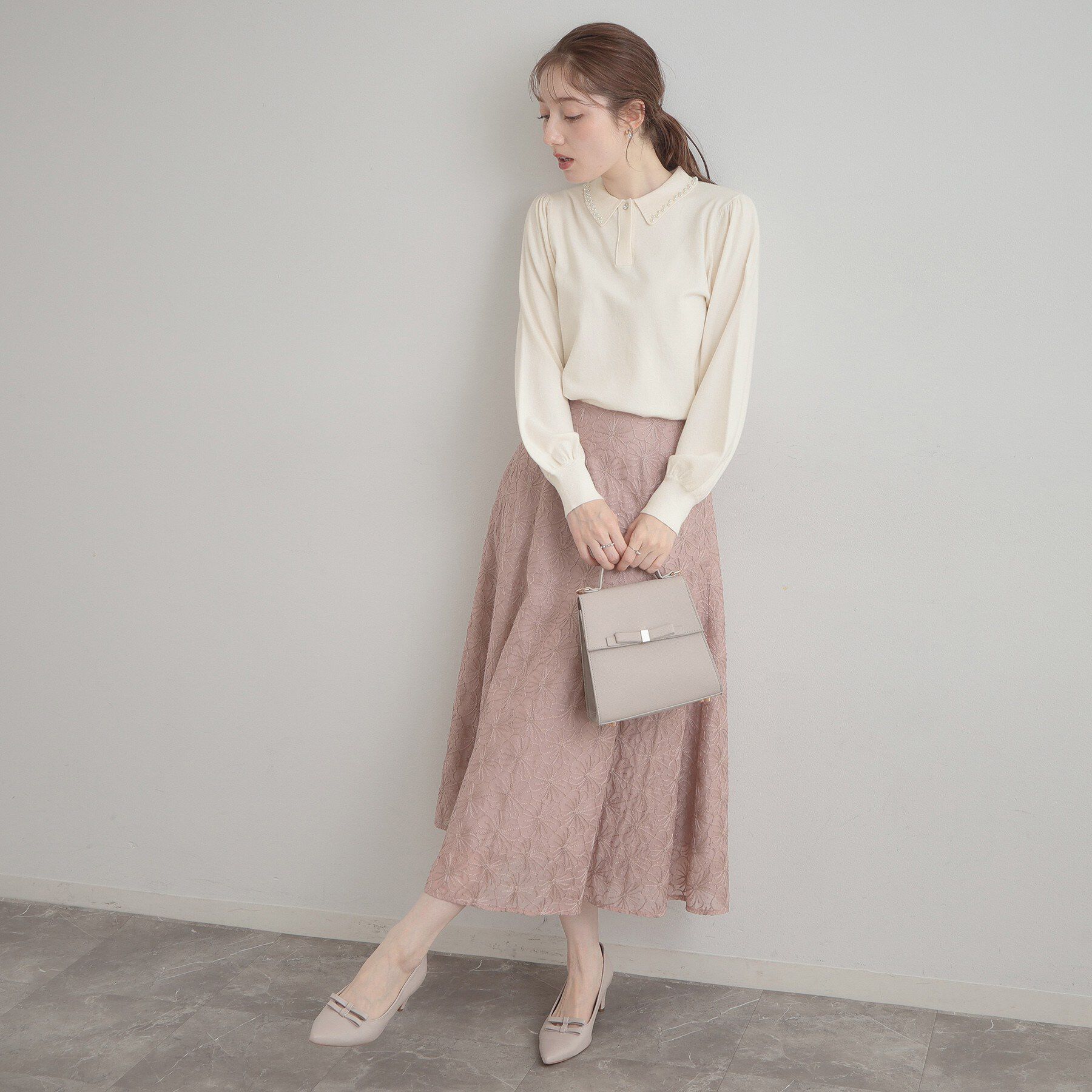 Couture broach「【洗える・着映え】パール調衿ニット」|ニット・セーター|