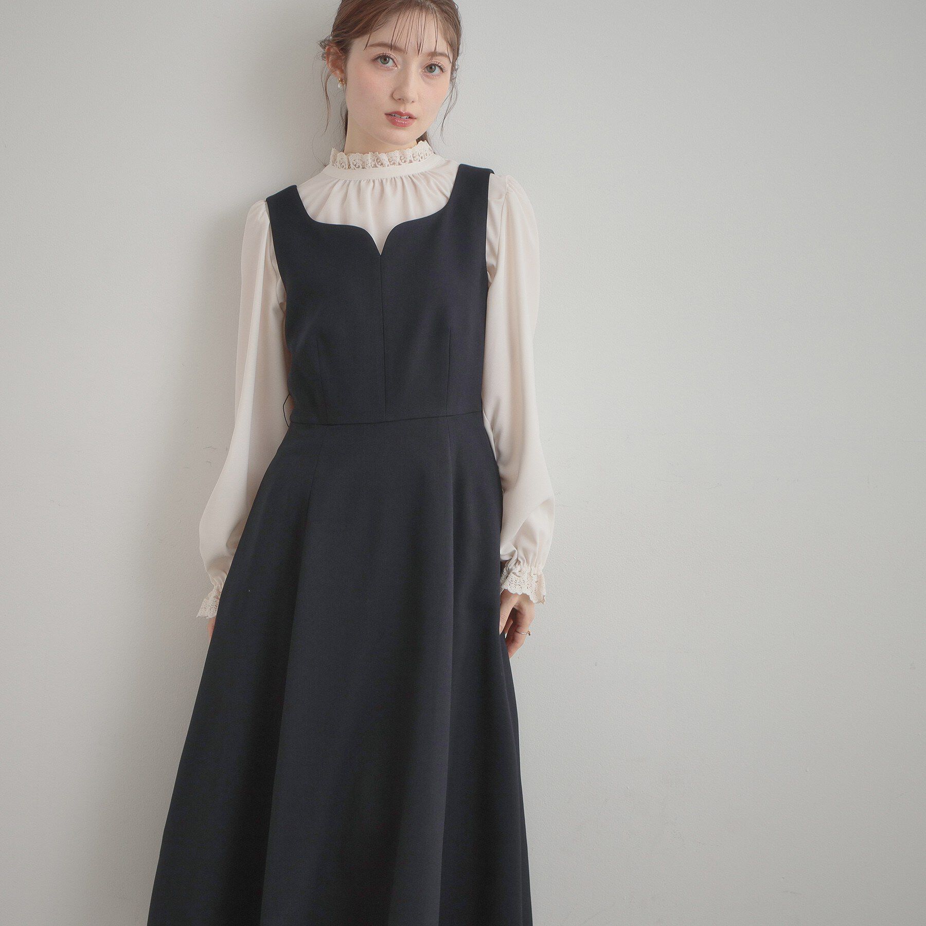 Couture broach「【洗える・ハレの日・通勤】ハートネック フレアージャンスカ」|ワンピース|