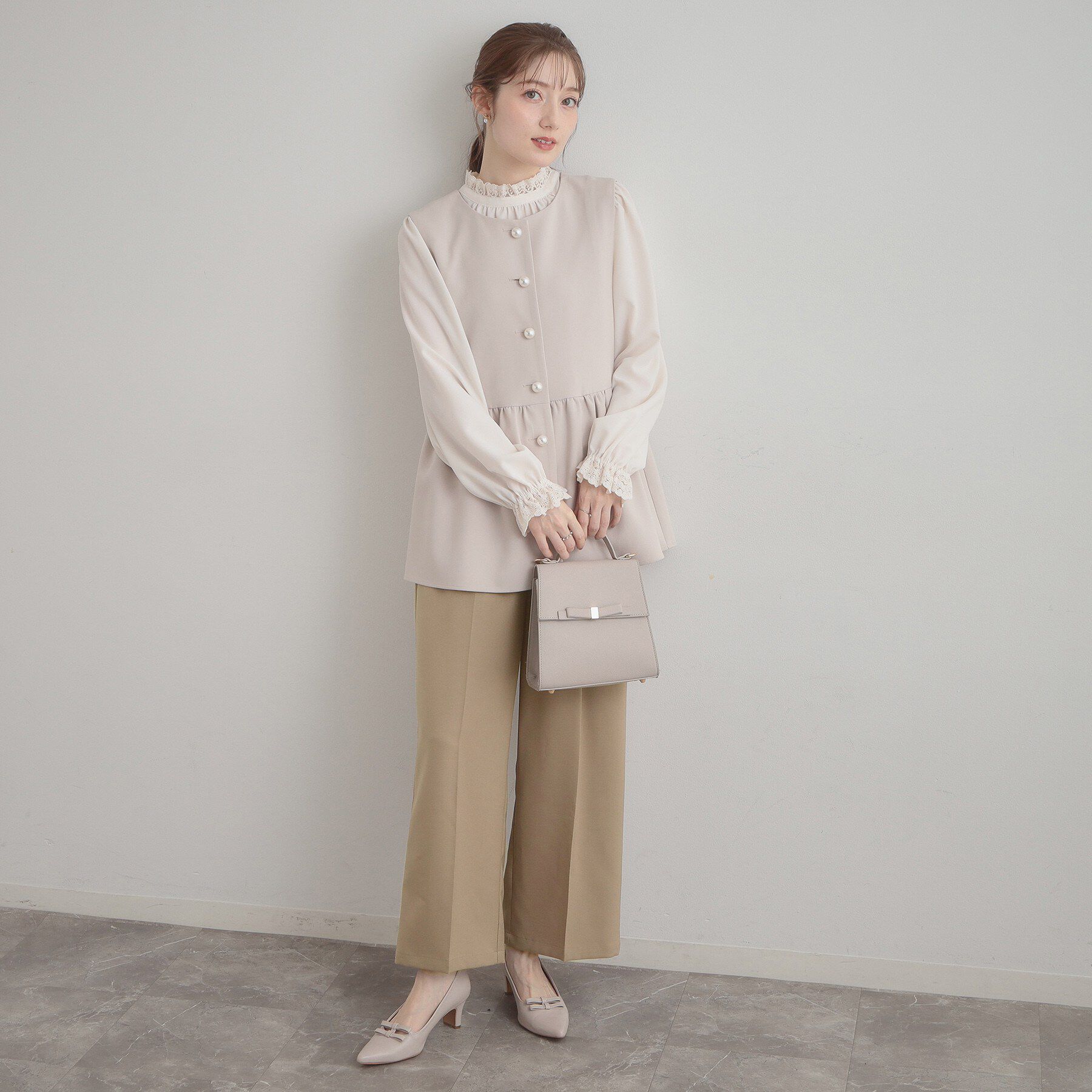 Couture broach「【洗える・通勤】ウエストリボン サスペンダー付きワイドパンツ」|その他|