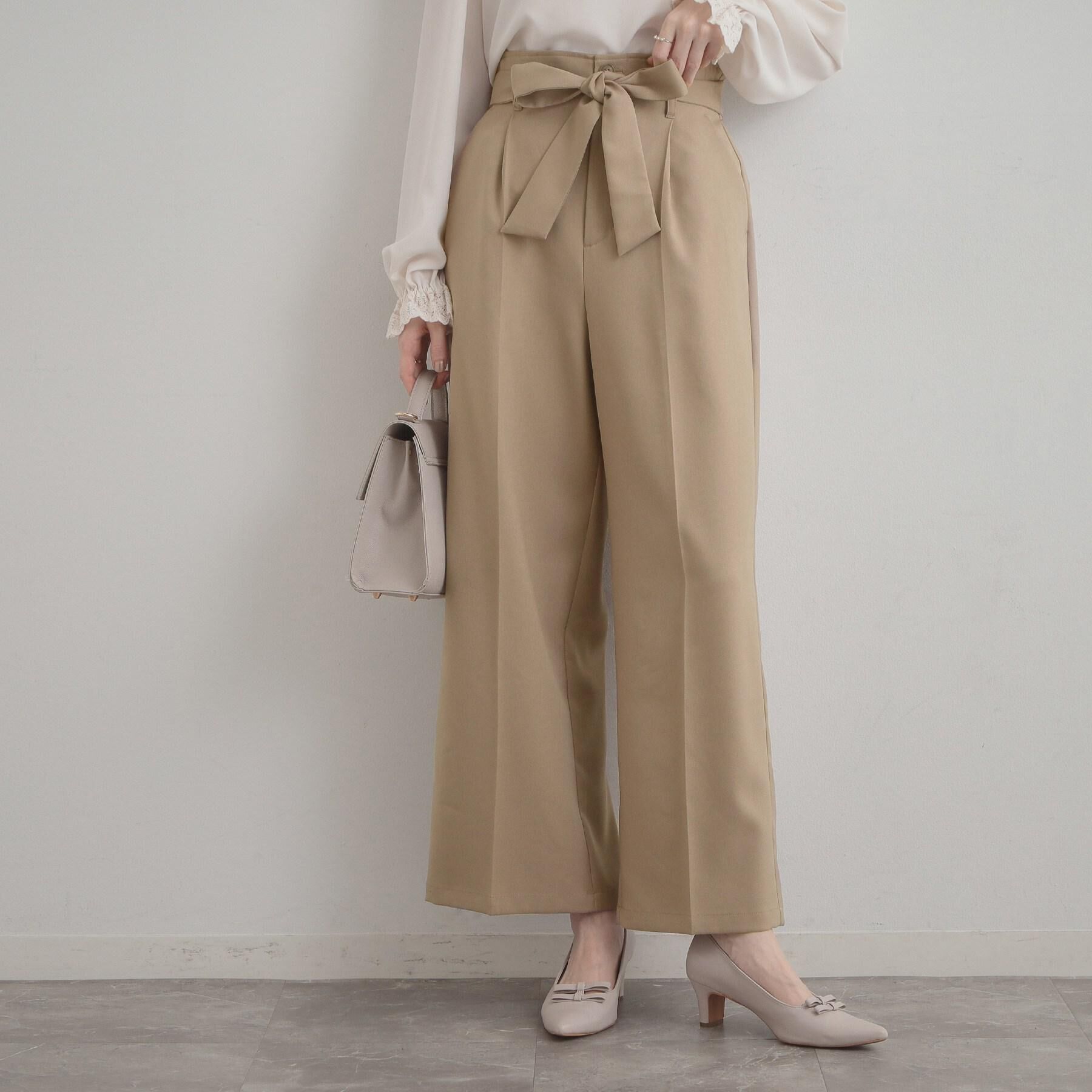 Couture broach「【洗える・通勤】ウエストリボン サスペンダー付きワイドパンツ」|その他|