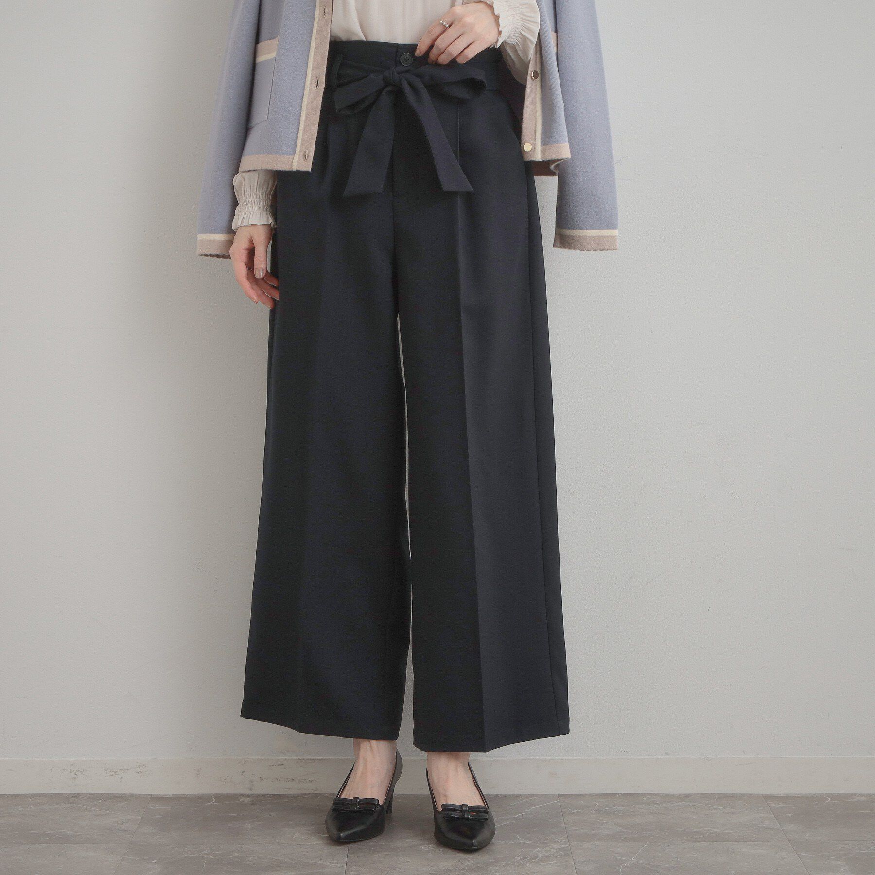 Couture broach「【洗える・通勤】ウエストリボン サスペンダー付きワイドパンツ」|その他|