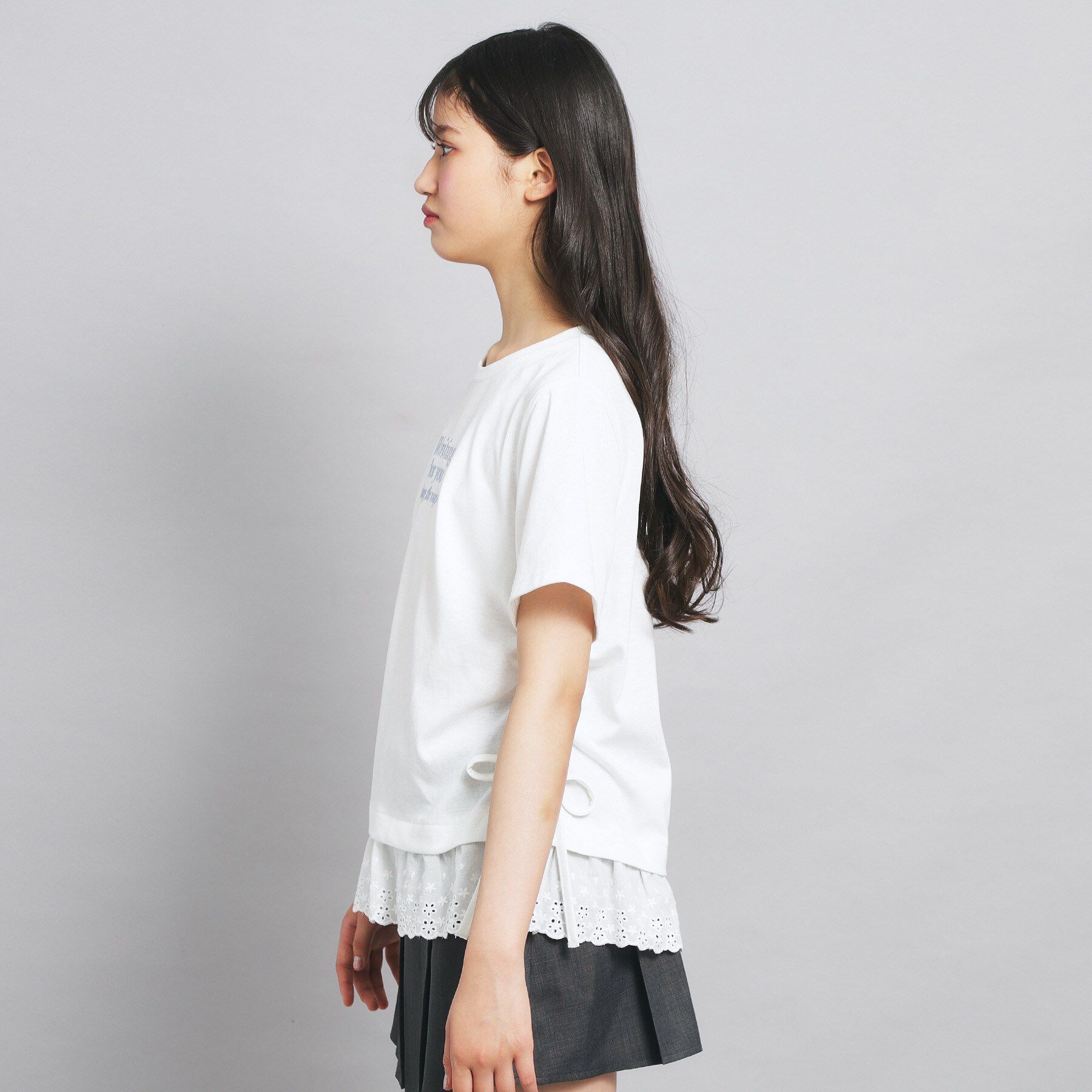 PINK-latte「裾レースドロストトップス」|Tシャツ・カットソー|