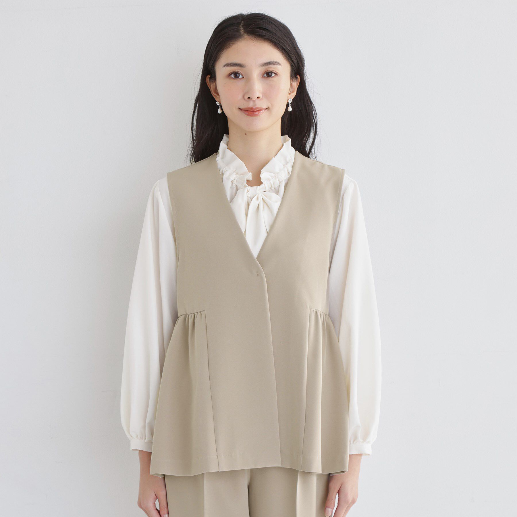 THE SHOP TK「【通勤・セレモニー】ダブルクロス ペプラムジレ/セットアップ可」|ベスト・ジレ|