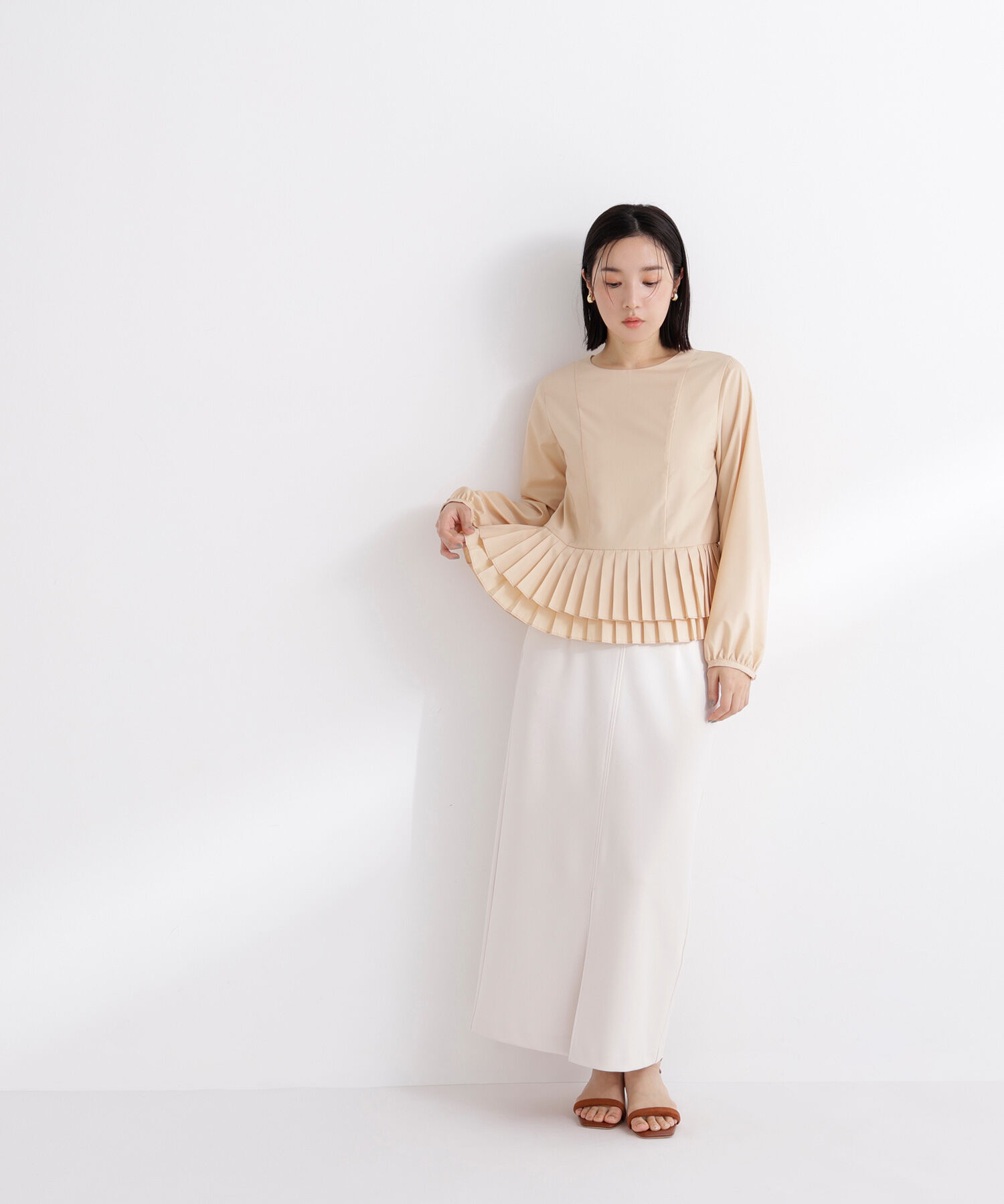  「プリーツヘムブラウス」|シャツ・ブラウス|
