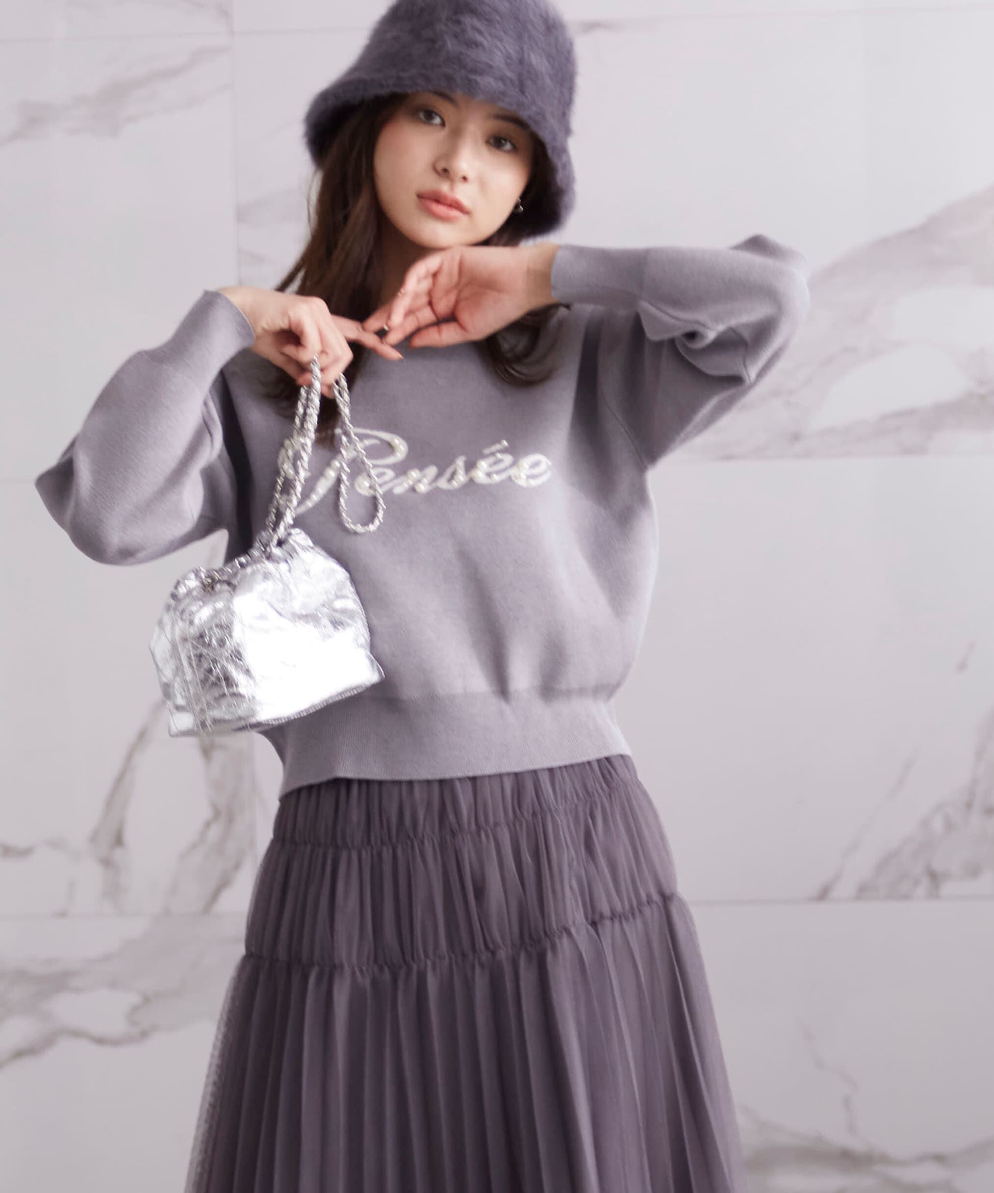 PROPORTION BODY DRESSING「パールロゴニット　WEB限定カラー：ブラウン　24AW」|ニット・セーター|チャコール2