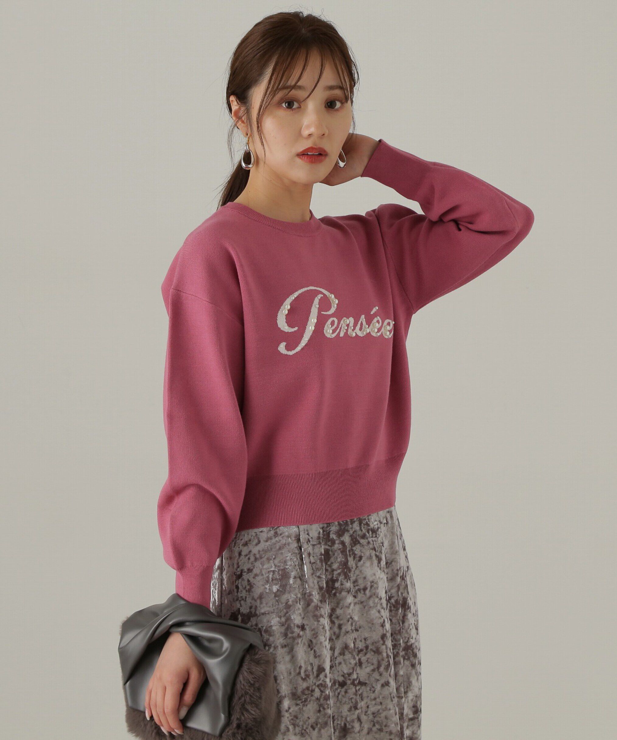 PROPORTION BODY DRESSING「パールロゴニット　WEB限定カラー：ブラウン　24AW」|ニット・セーター|ピンク