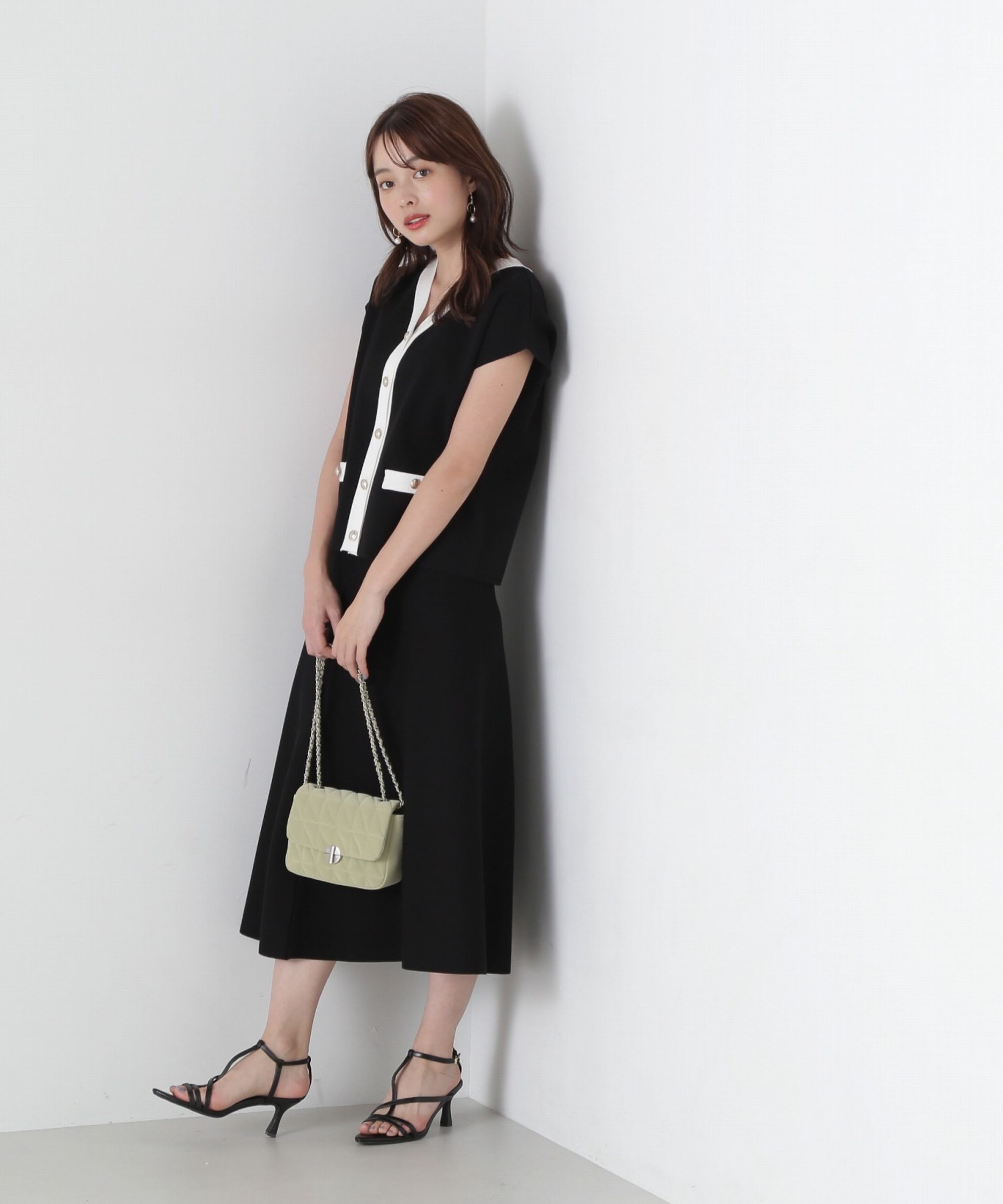 PROPORTION BODY DRESSING「ニットベストセットアップ」|ワンピース|ブラック&times;ホワ