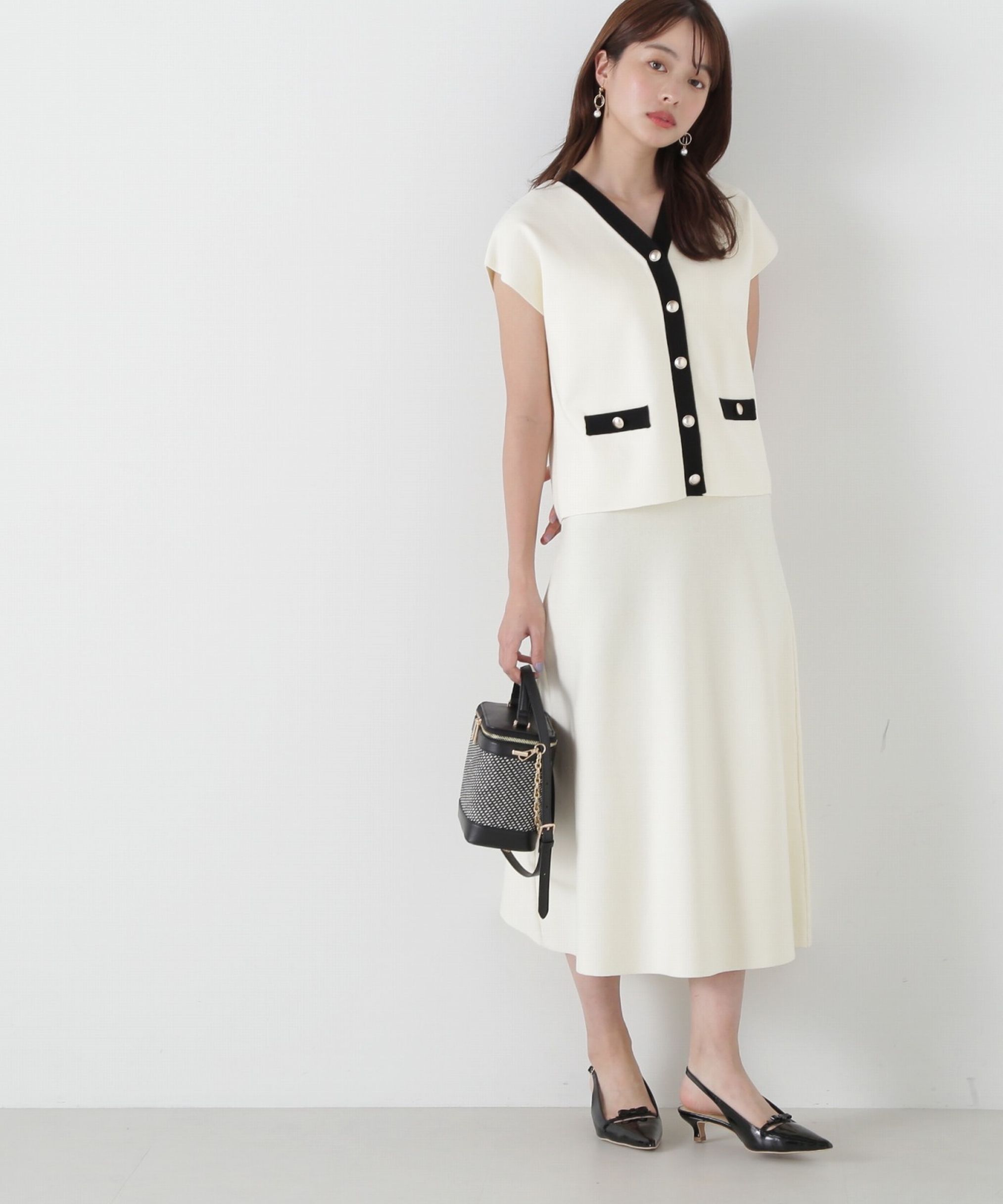 PROPORTION BODY DRESSING「ニットベストセットアップ」|ワンピース|エクリュ&times;ブ  1