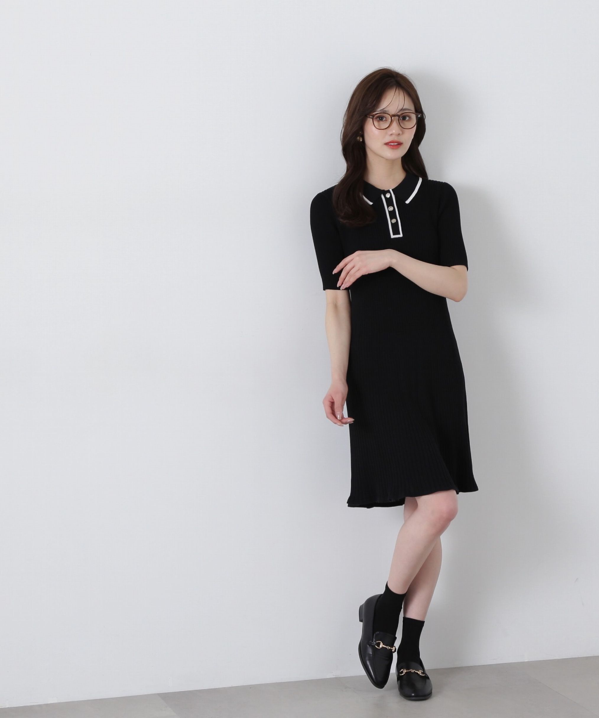 PROPORTION BODY DRESSING「ポロ襟リブミニニットワンピース」|ワンピース|