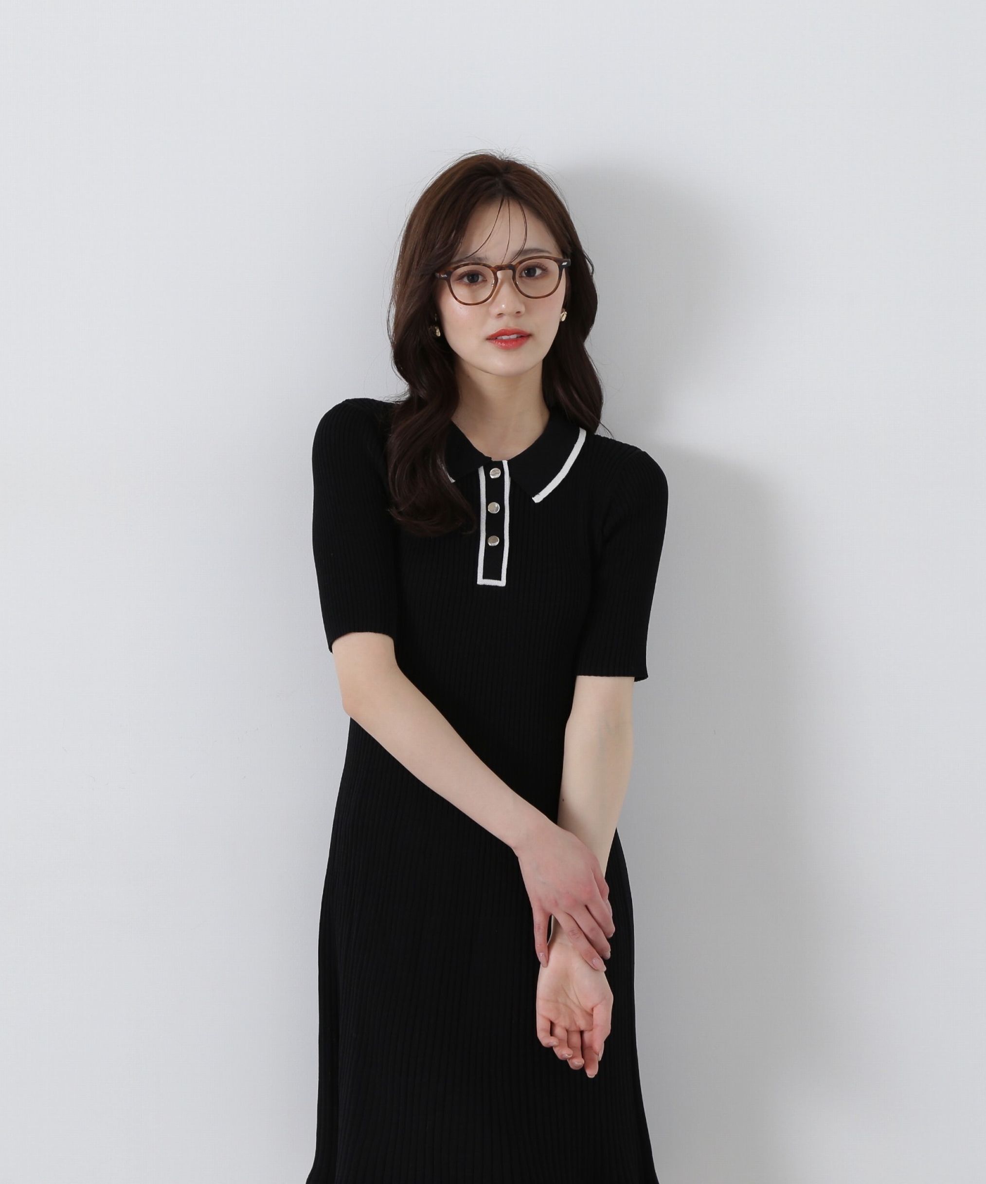 PROPORTION BODY DRESSING「ポロ襟リブミニニットワンピース」|ワンピース|