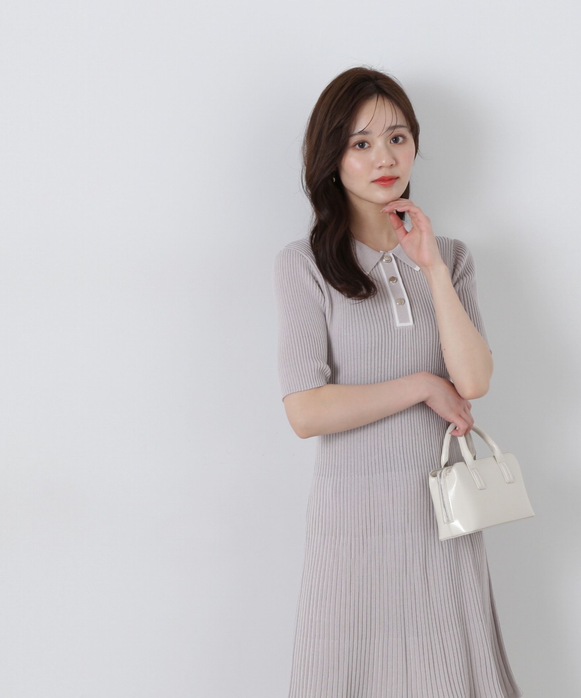 PROPORTION BODY DRESSING「ポロ襟リブミニニットワンピース」|ワンピース|