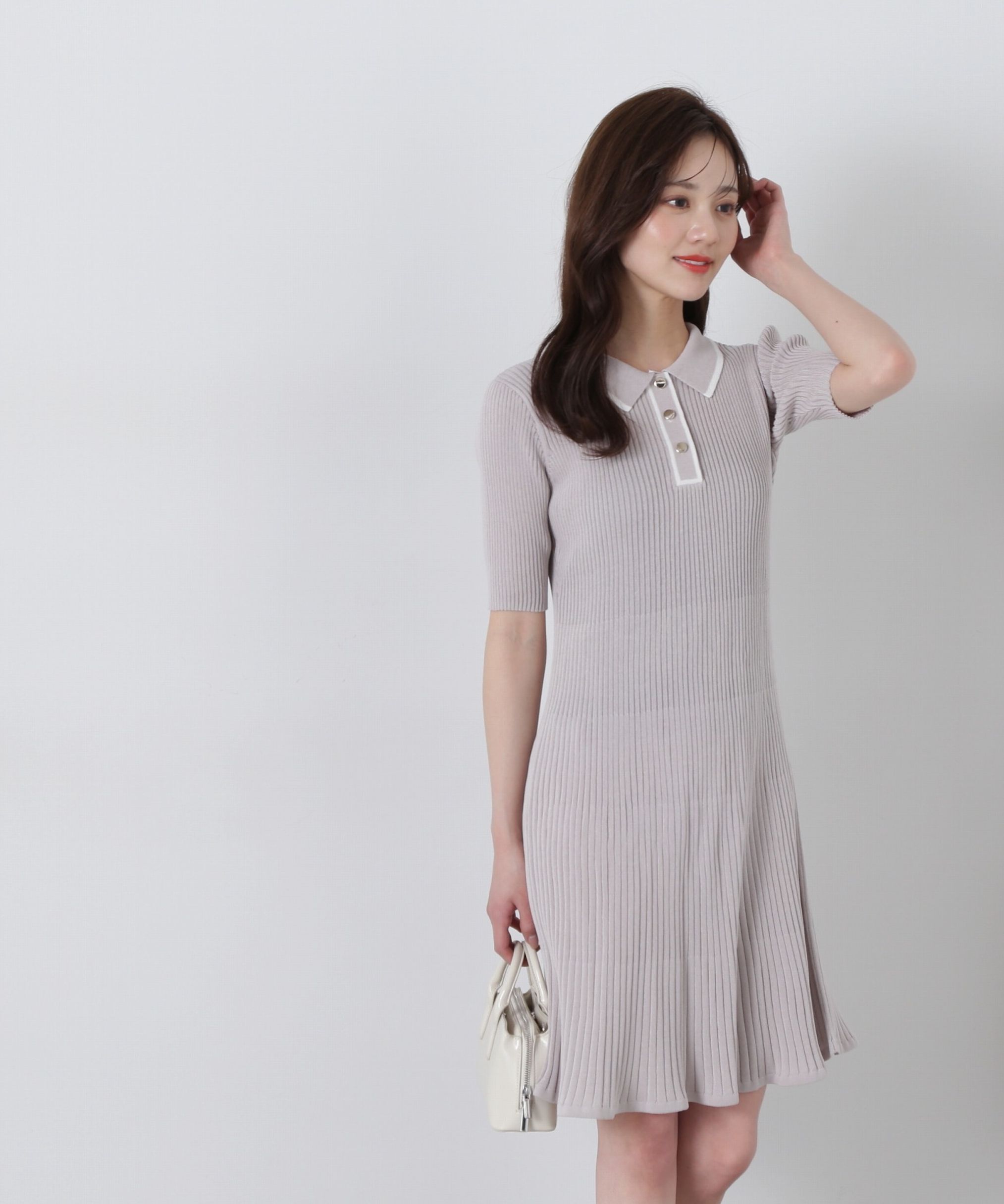 PROPORTION BODY DRESSING「ポロ襟リブミニニットワンピース」|ワンピース|