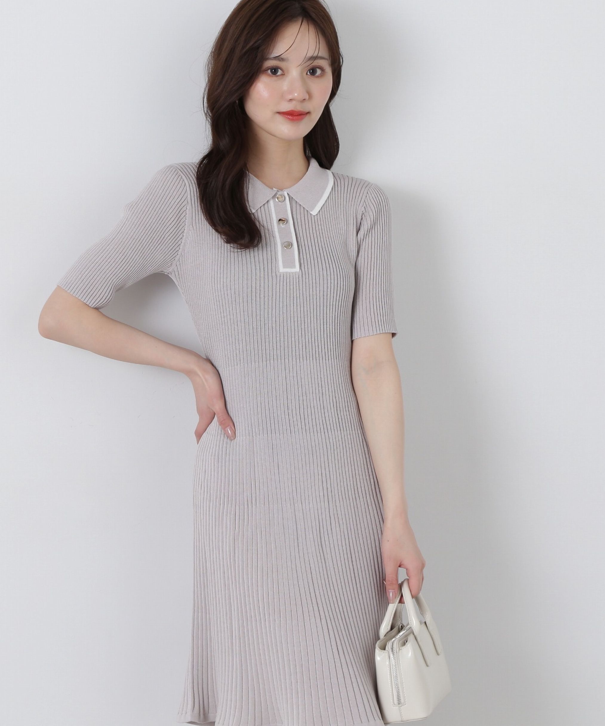 PROPORTION BODY DRESSING「ポロ襟リブミニニットワンピース」|ワンピース|