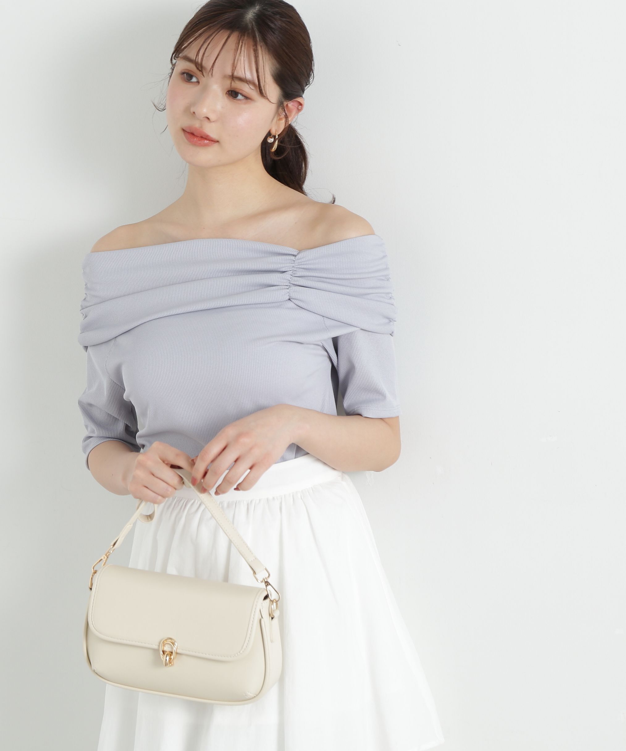 PROPORTION BODY DRESSING「デザインオフショルカットソー」|Tシャツ・カットソー|ブルー