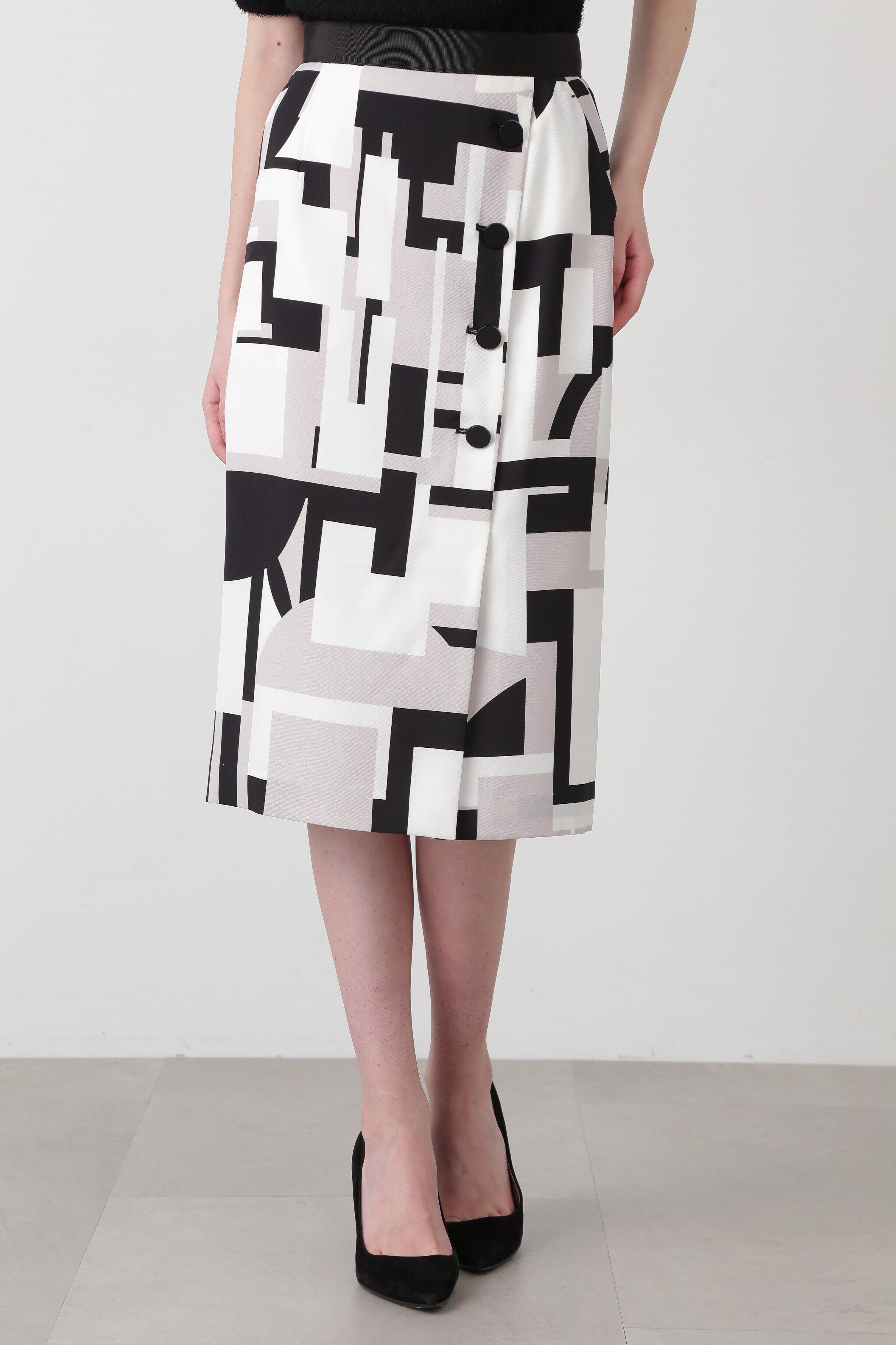  「◆サークルジオメトリックプリントスカート」|スカート|グレー