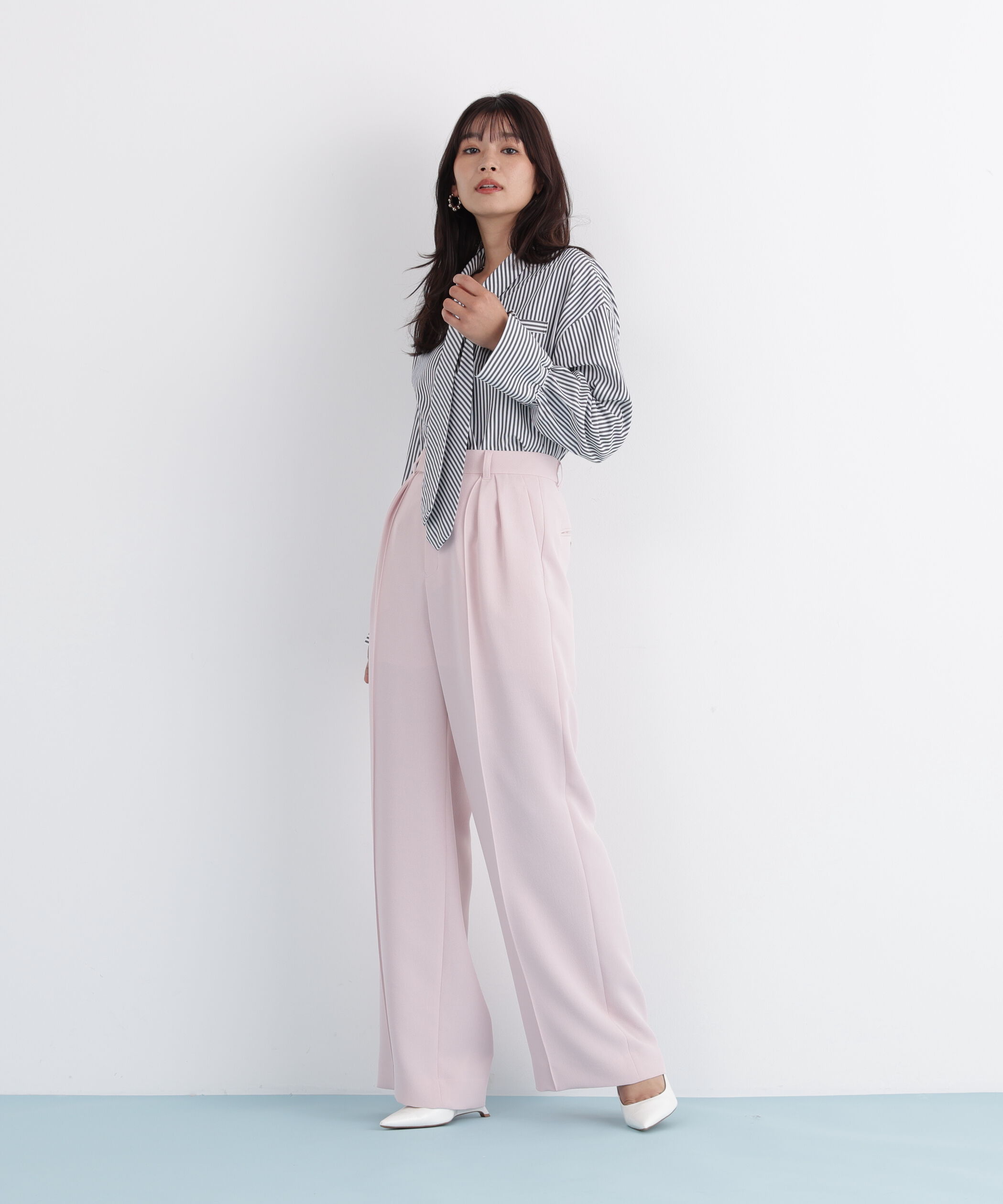  「ストライプタイネックシャツ」|シャツ・ブラウス|