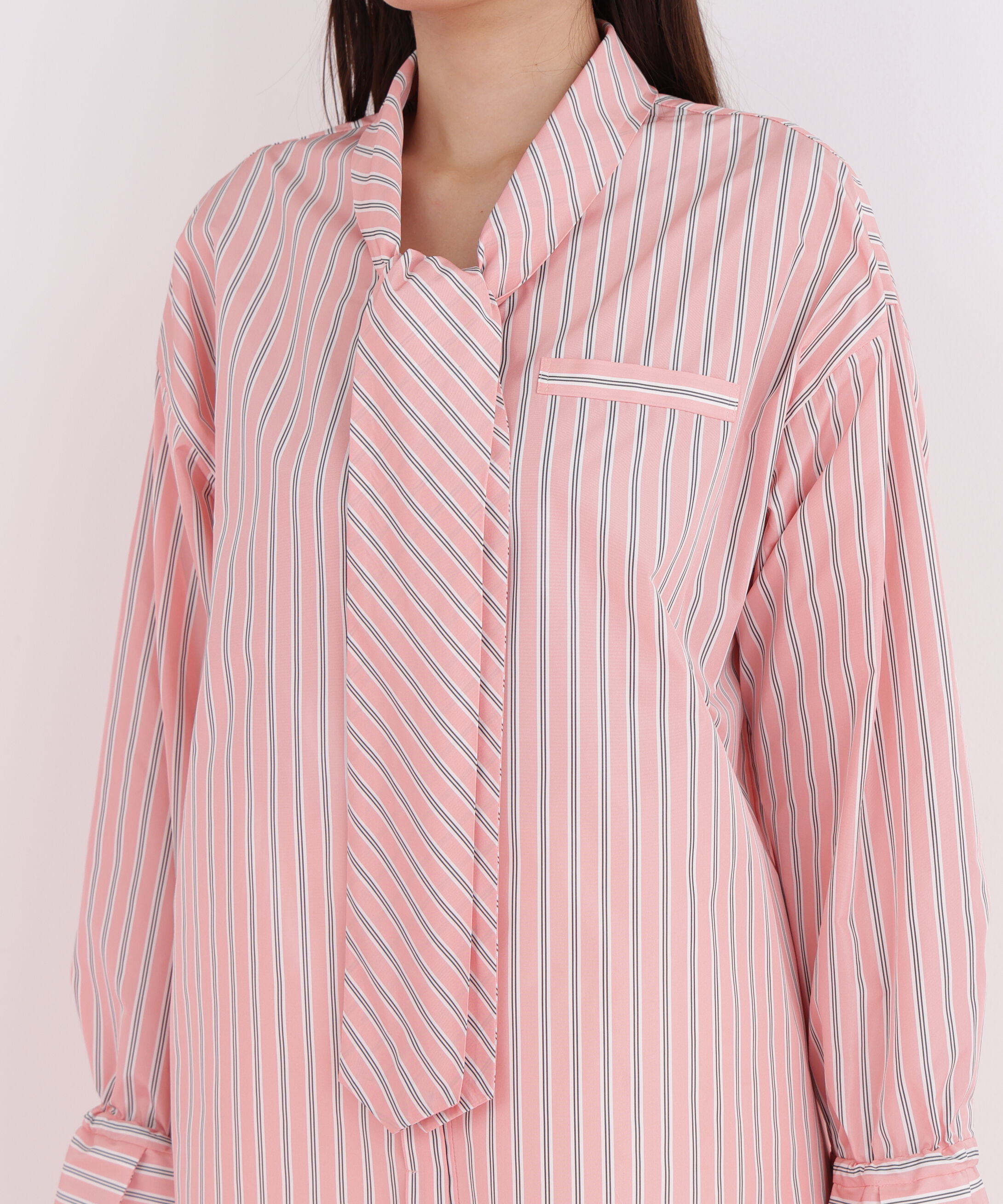  「ストライプタイネックシャツ」|シャツ・ブラウス|