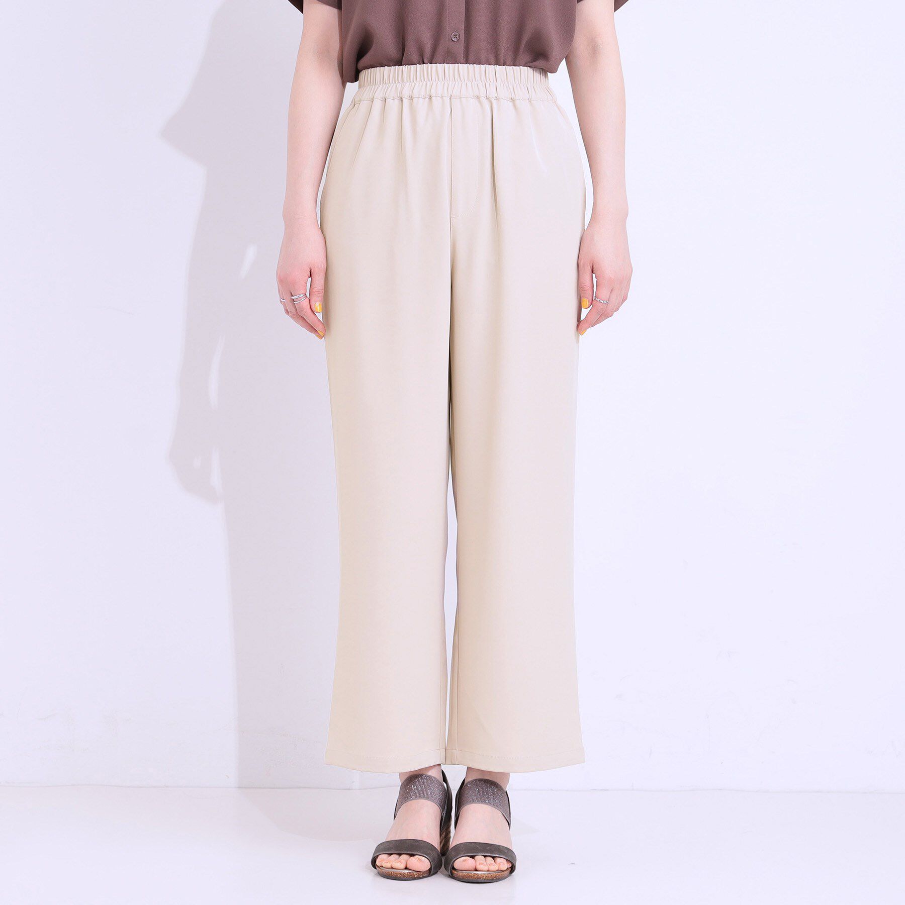 SHOO･LA･RUE「【洗える/ひんやり/UV/SS-3L】さらさらぷるんワイドパンツ」|その他|