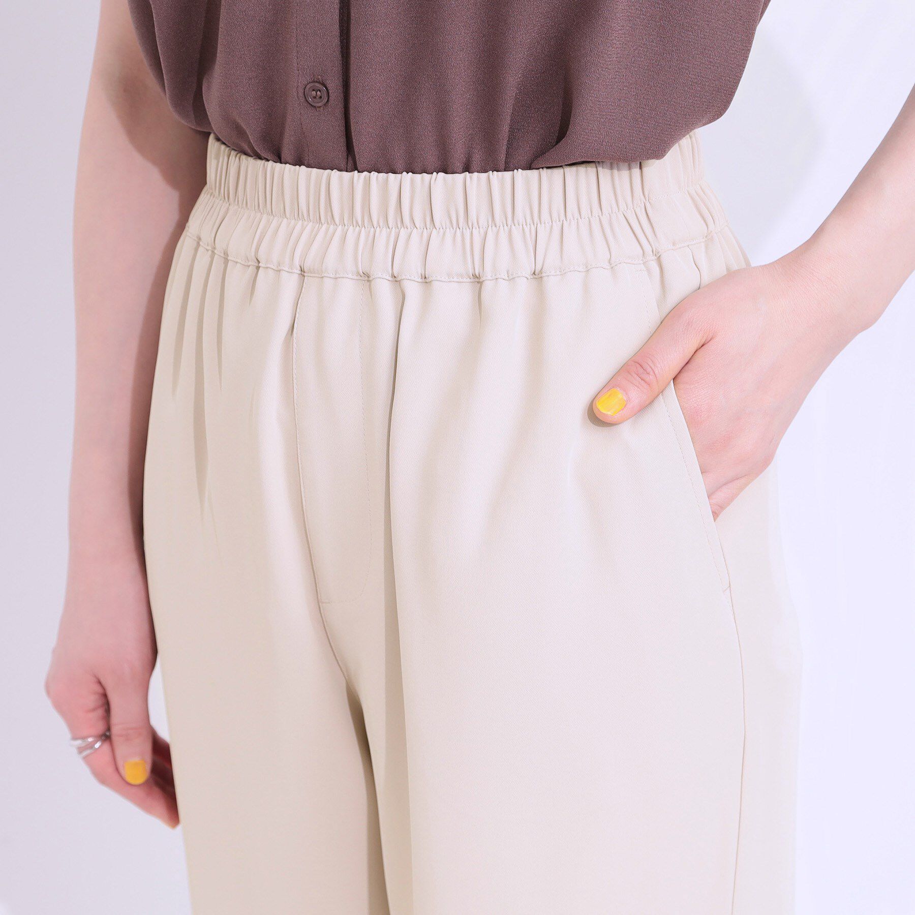 SHOO･LA･RUE「【洗える/ひんやり/UV/SS-3L】さらさらぷるんワイドパンツ」|その他|