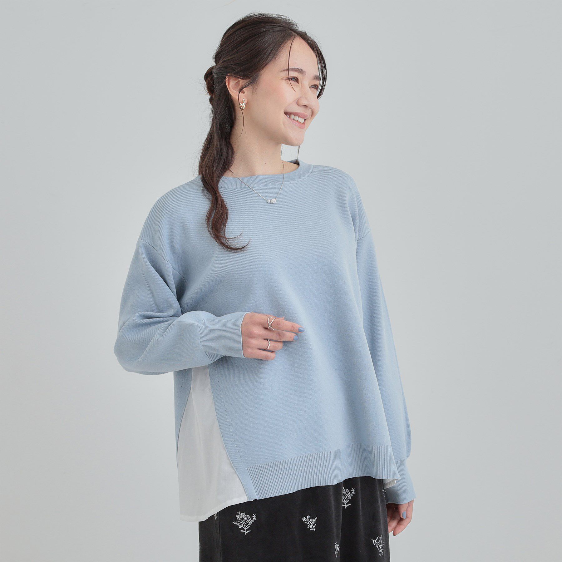 SHOO･LA･RUE「【洗える】スポンディッシュ サイドフェイクAライントップス」|ニット・セーター|