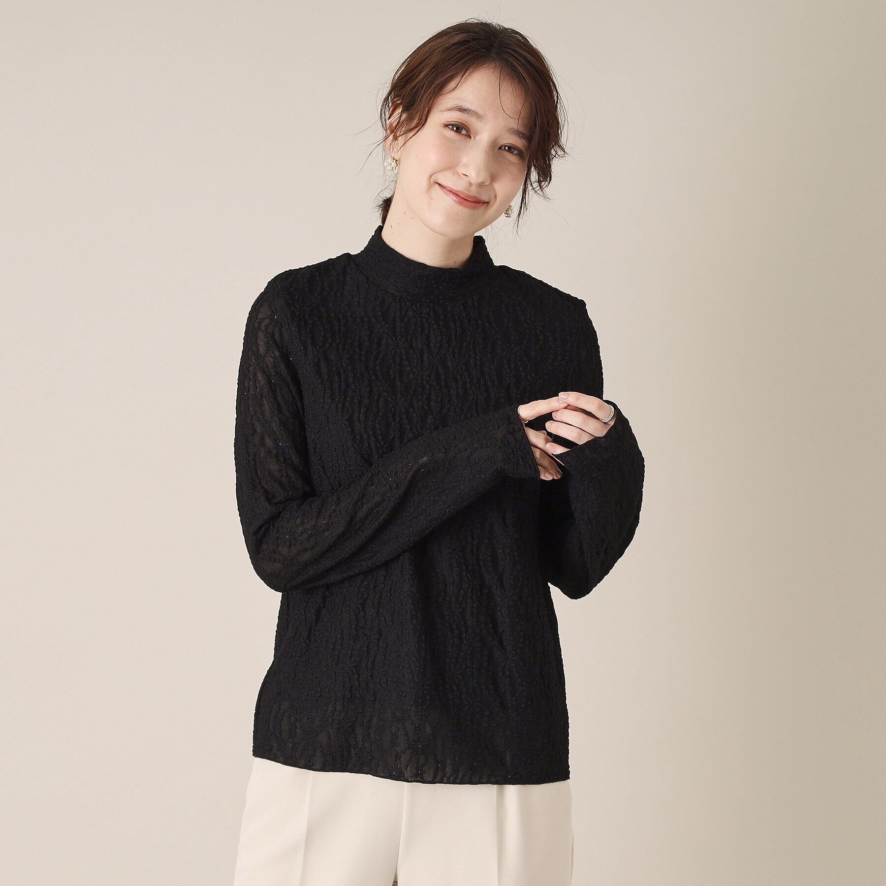 ITS&rsquo;DEMO「【洗濯機OK】レースプルオーバー」|Tシャツ・カットソー|ブラック(019)