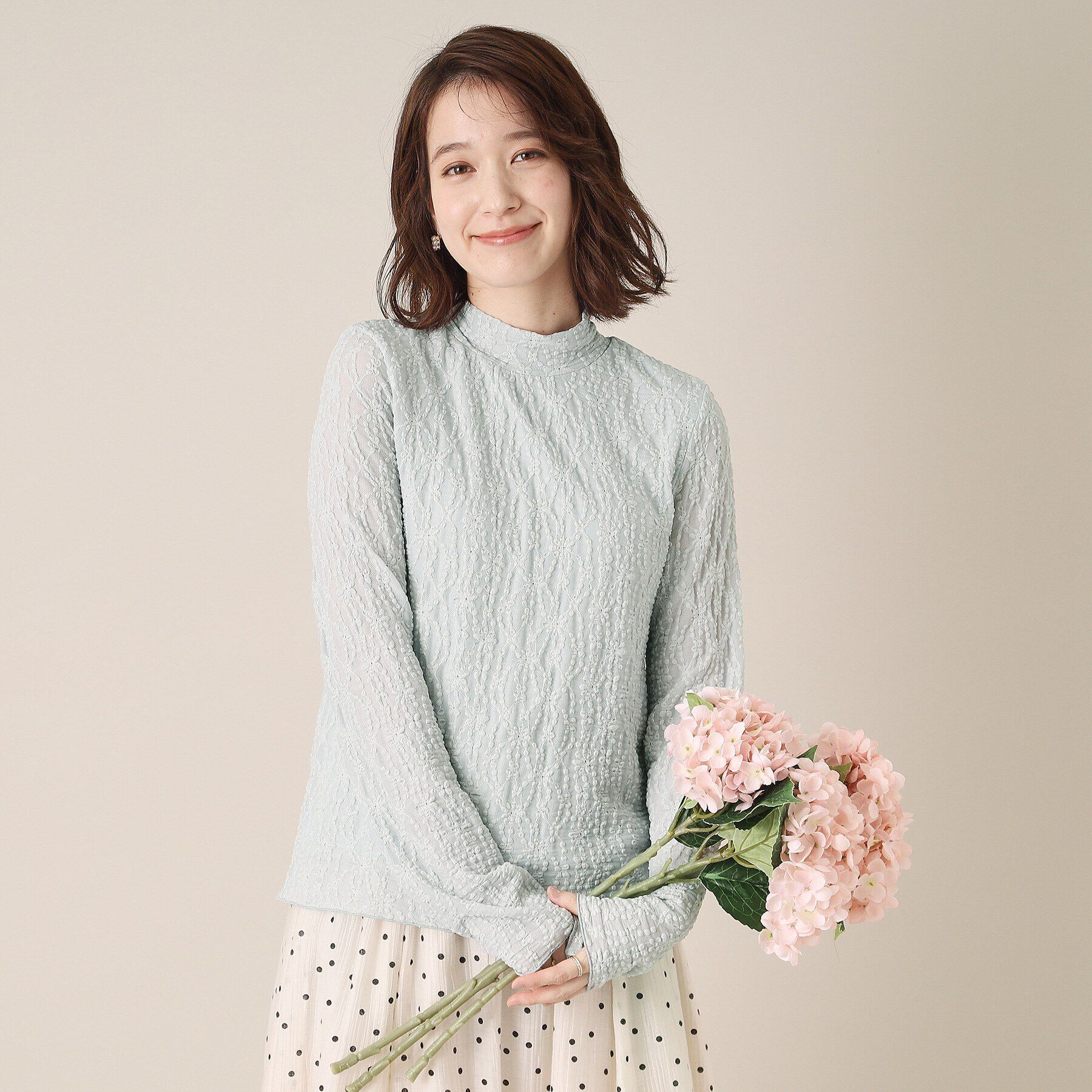 ITS&rsquo;DEMO「【洗濯機OK】レースプルオーバー」|Tシャツ・カットソー|サックスブルー(09