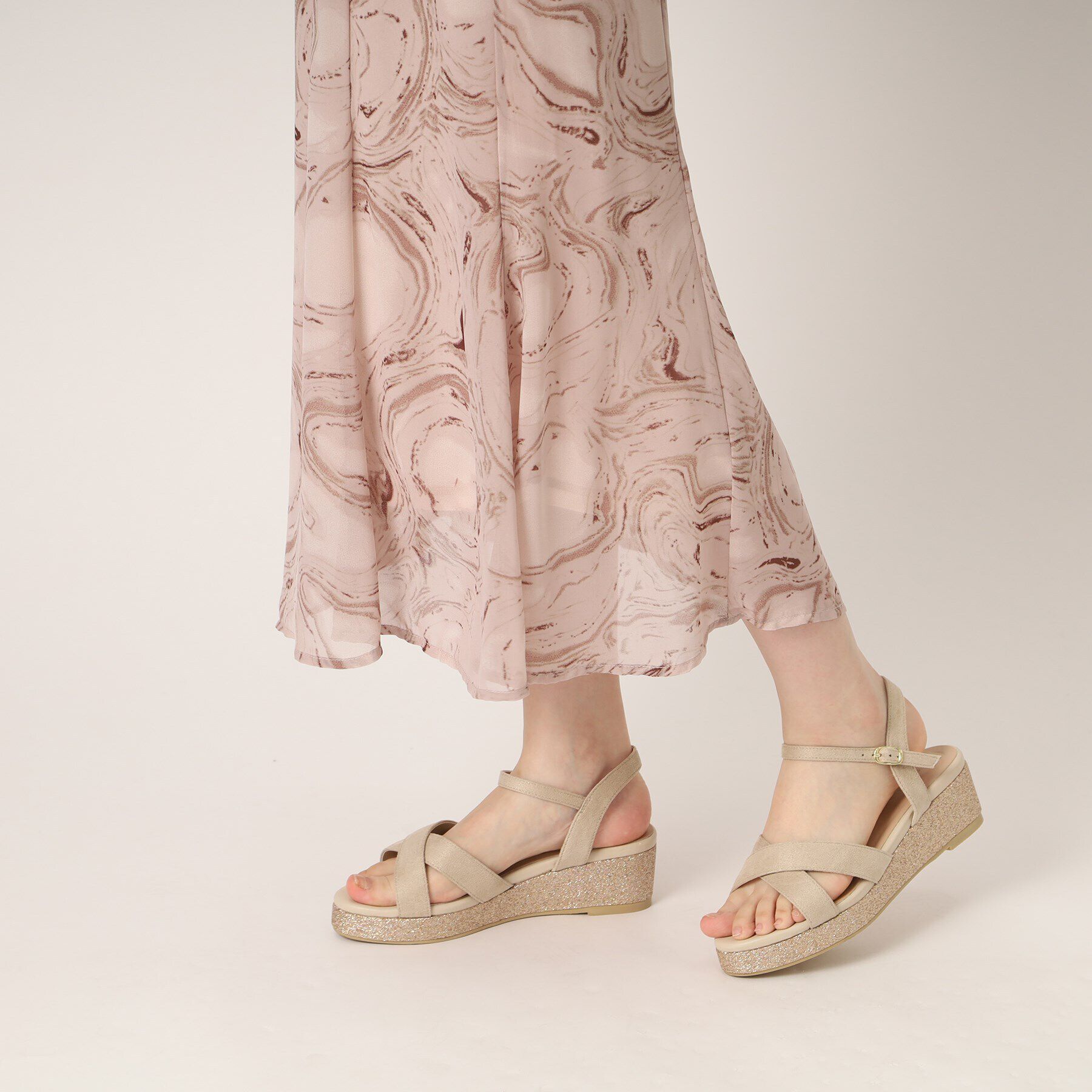 ESPERANZA「ラメウエッジサンダル【ESPERANZA_blanca】」|サンダル|