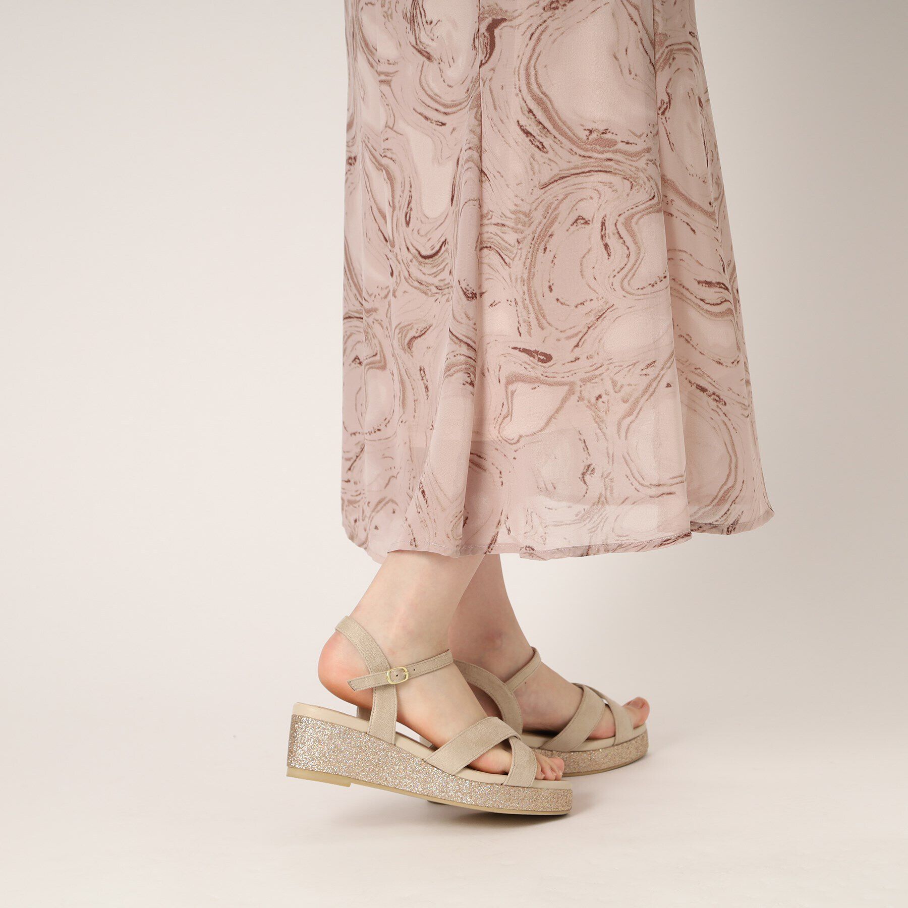 ESPERANZA「ラメウエッジサンダル【ESPERANZA_blanca】」|サンダル|