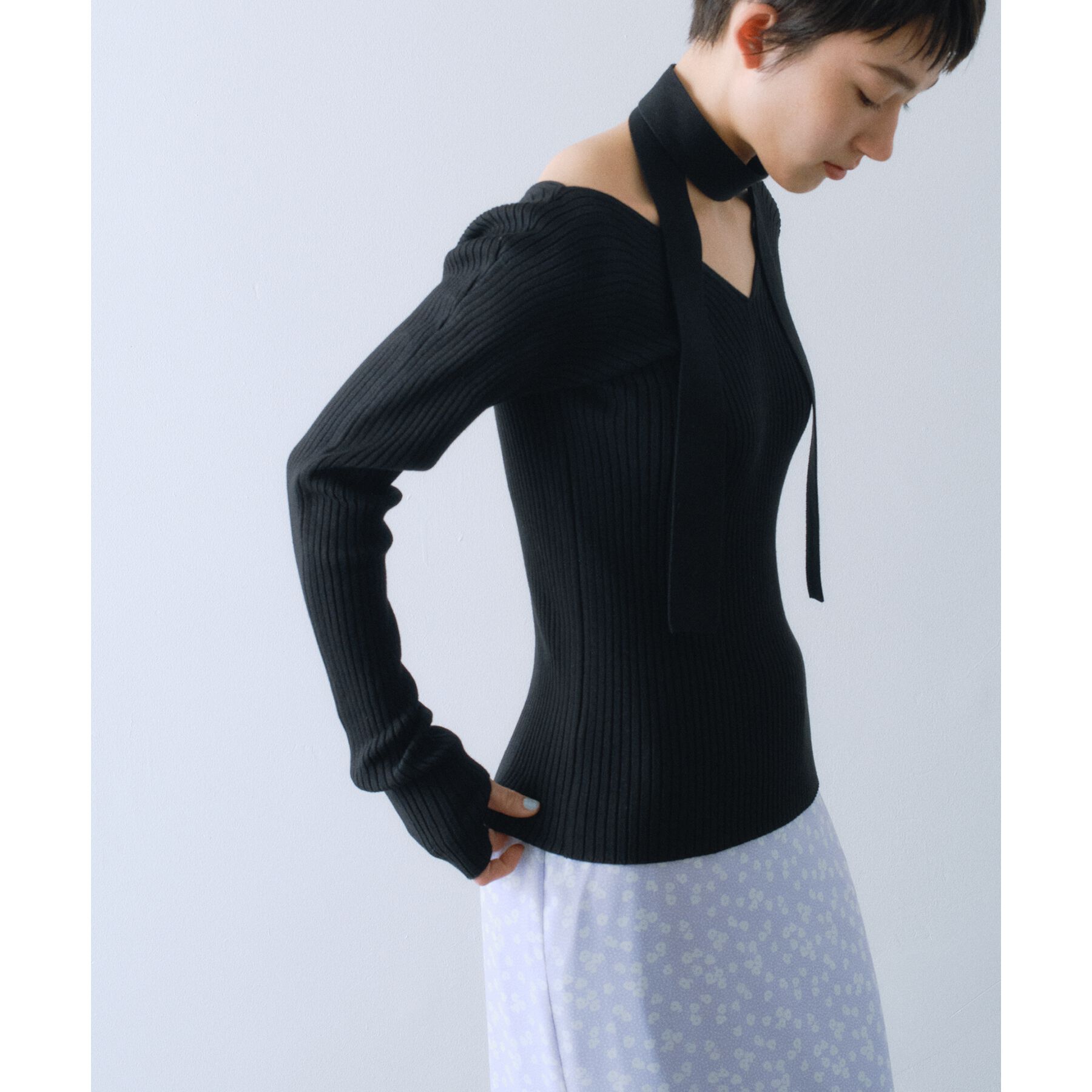 CODE A「open neck bow knit」|ニット・セーター|