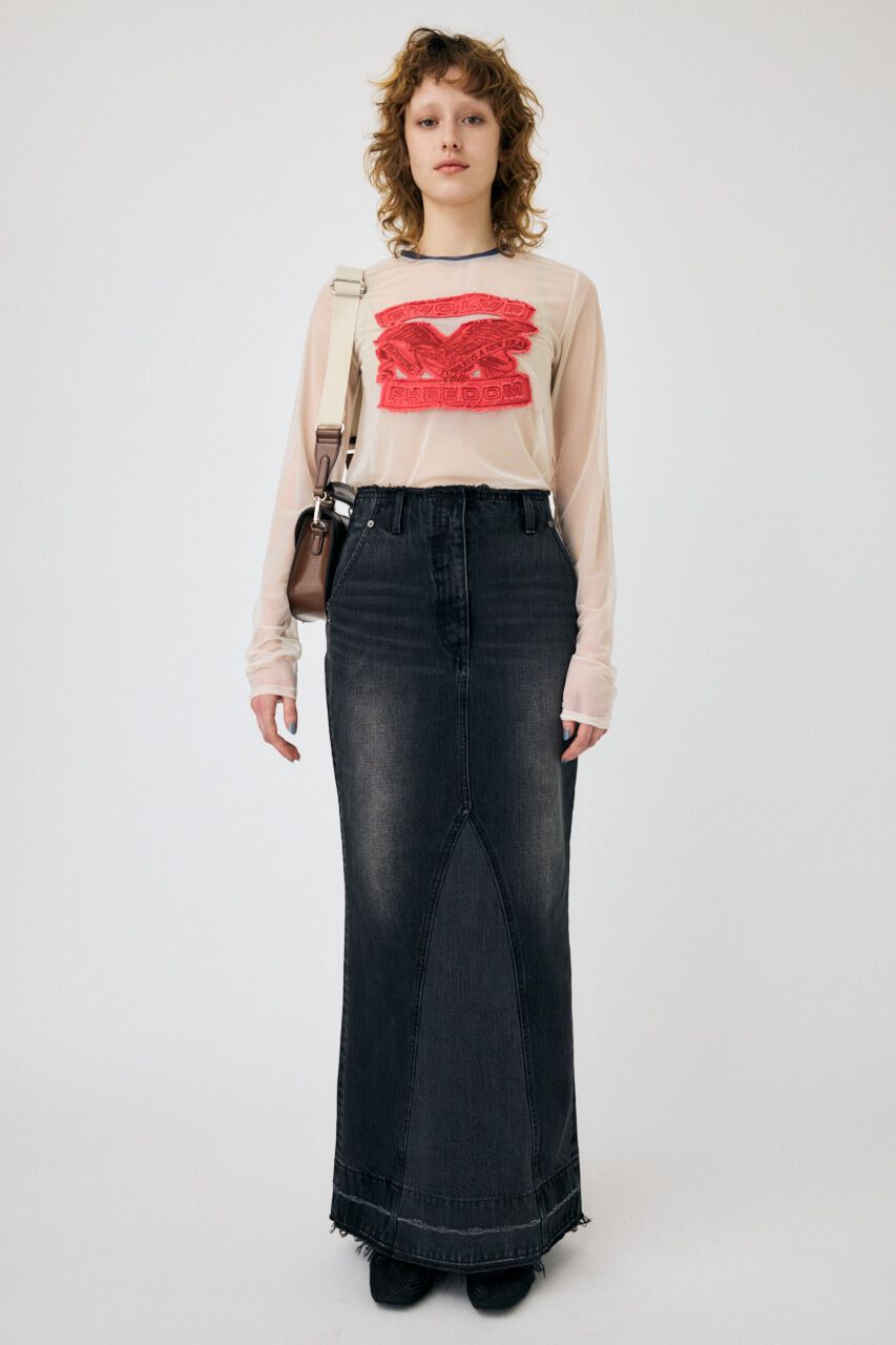 MOUSSY「MERMAID DENIM LONG SKIRT」|スカート|BLK