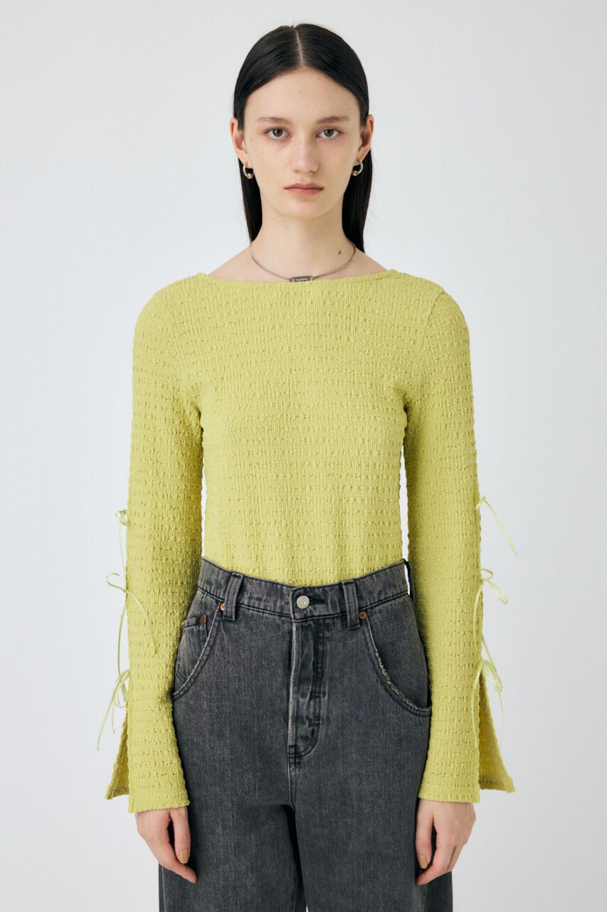 MOUSSY「SLEEVE RIBBON トップス」|Tシャツ・カットソー|