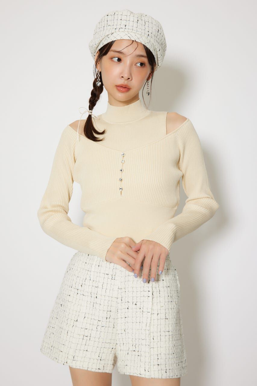 rienda「レイヤードニットトップス」|ニット・セーター|L/YEL1