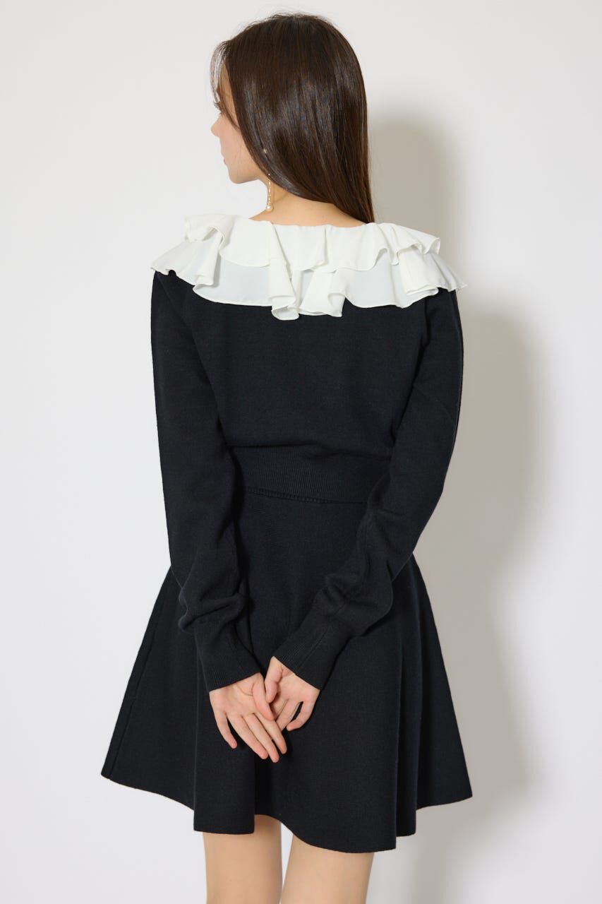 rienda「フリルカラーニットカーディガンセットワンピース」|ワンピース|