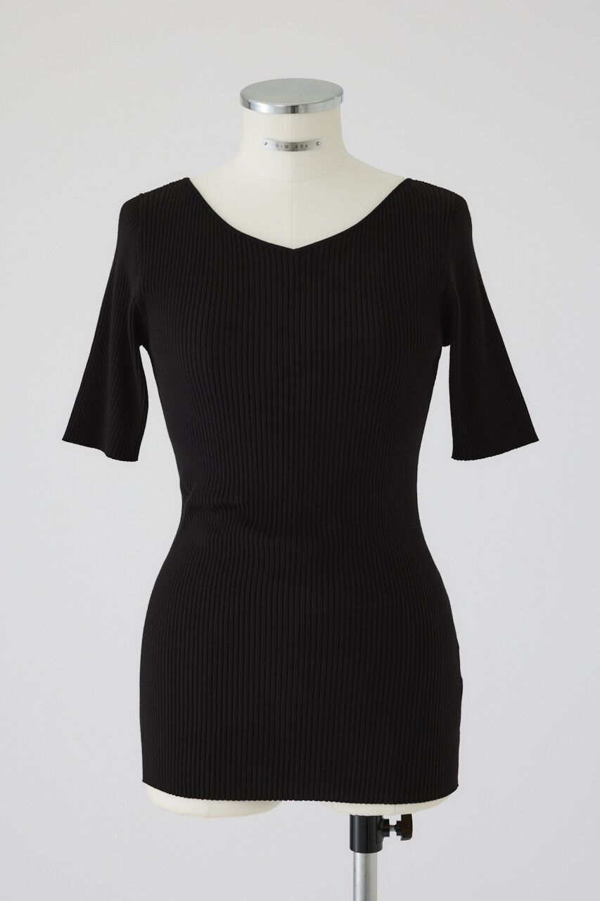 RIM.ARK 「Both v half sleeve tops」|ニット・セーター|BLK
